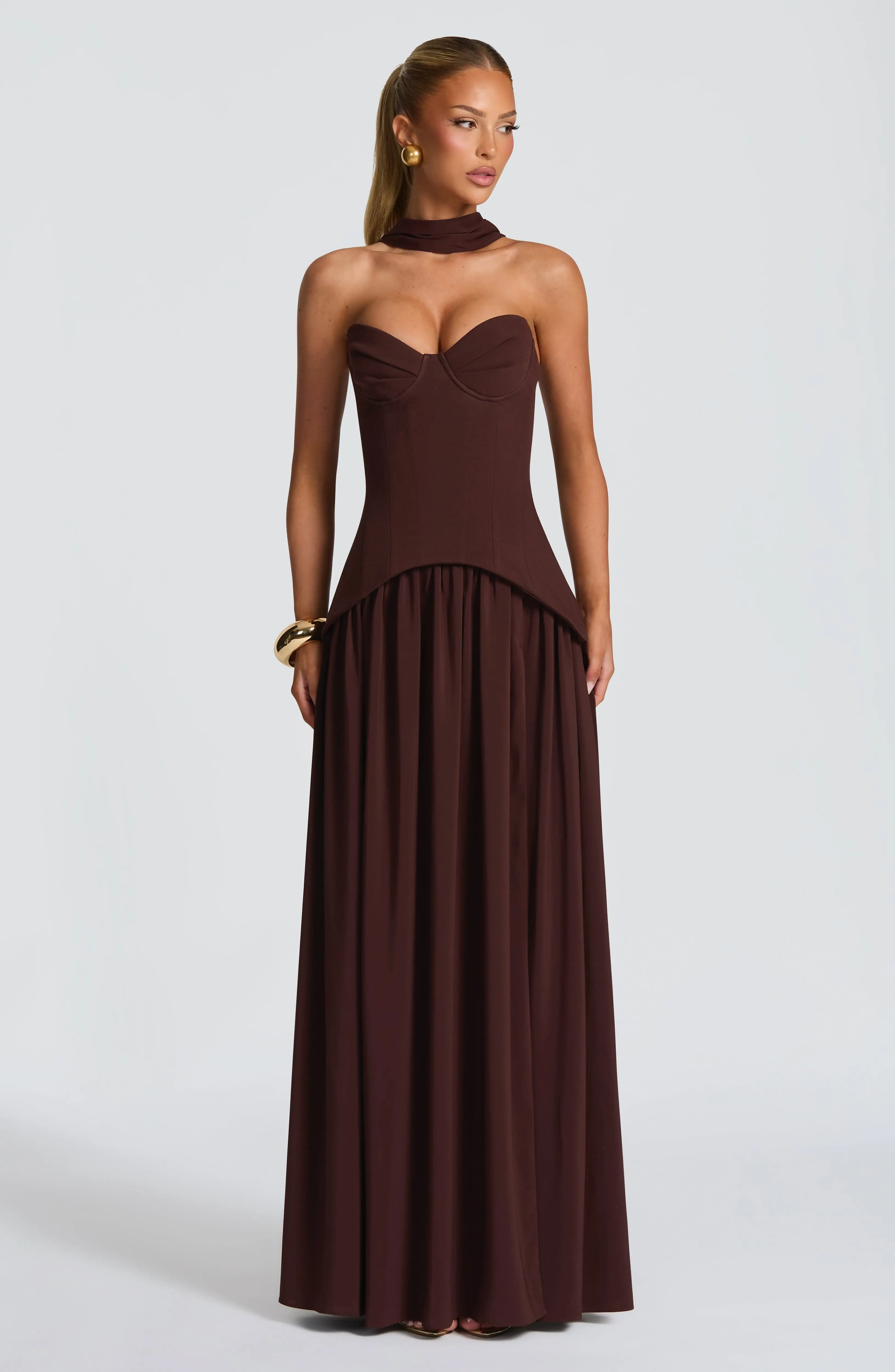 Vietta Maxi Dress - Plum Brown - Image 4