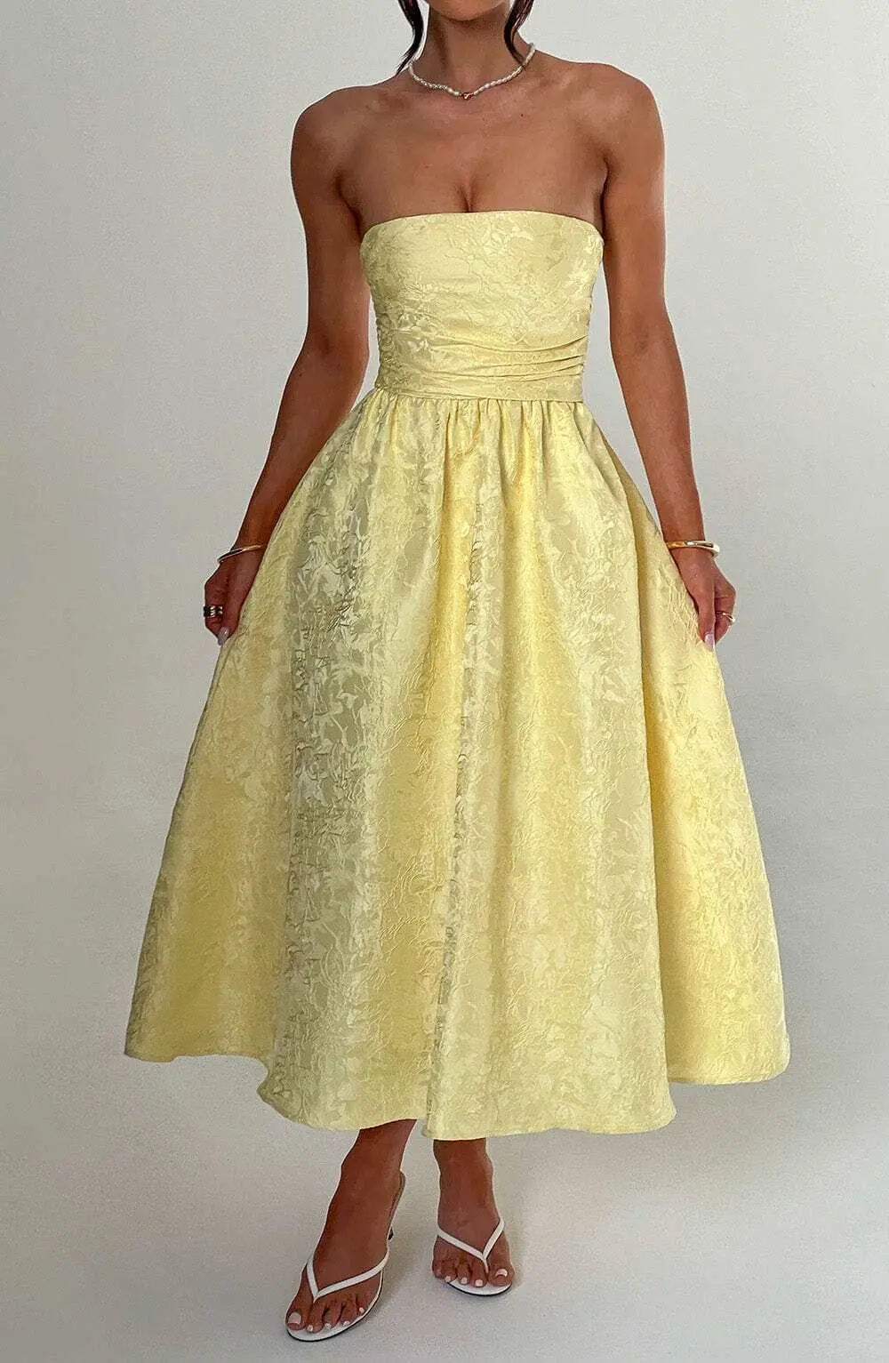 Saoirse Midi Dress - Lemon - Image 3