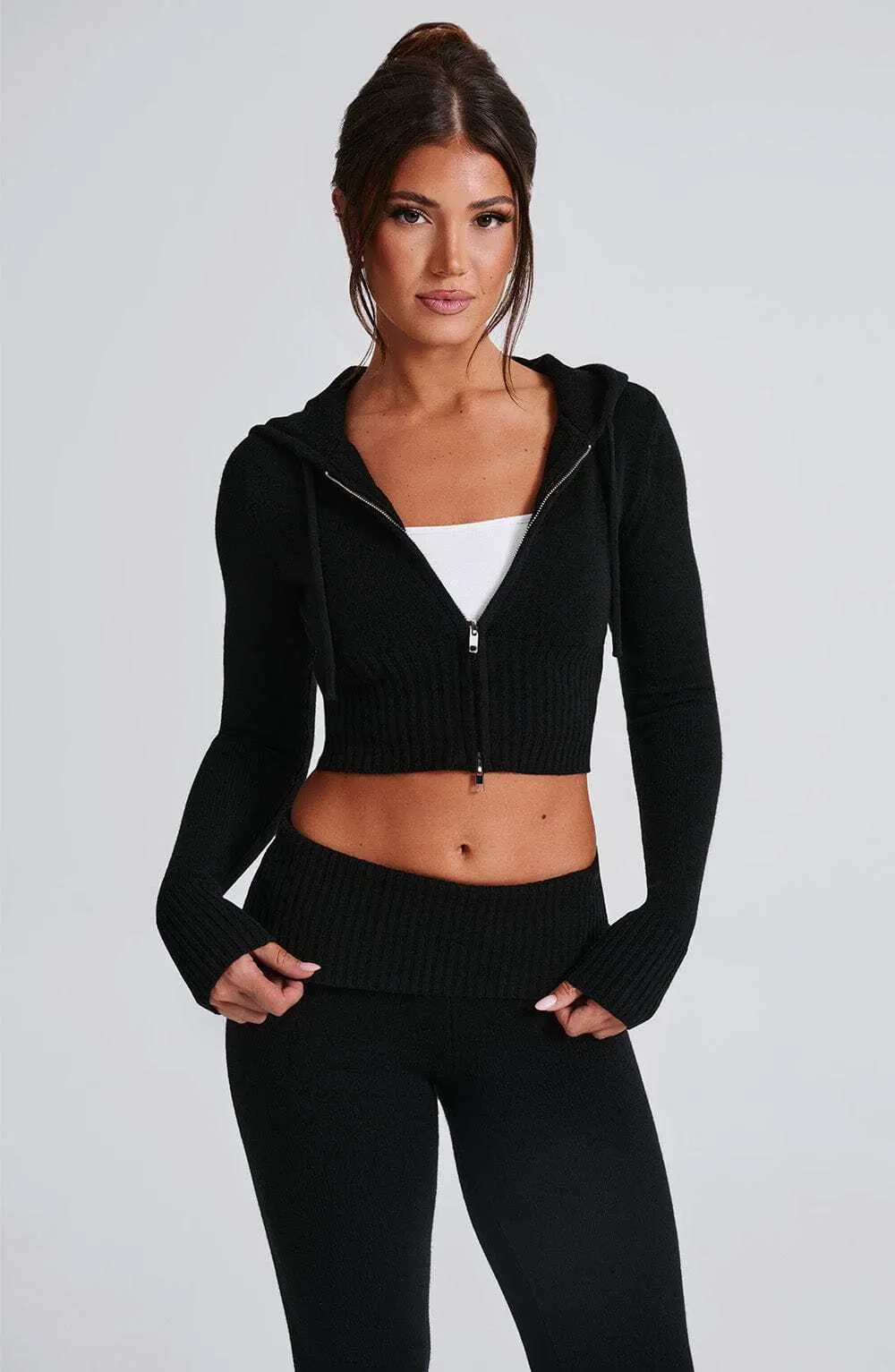 Portia Knit Hoodie - Black - Image 15