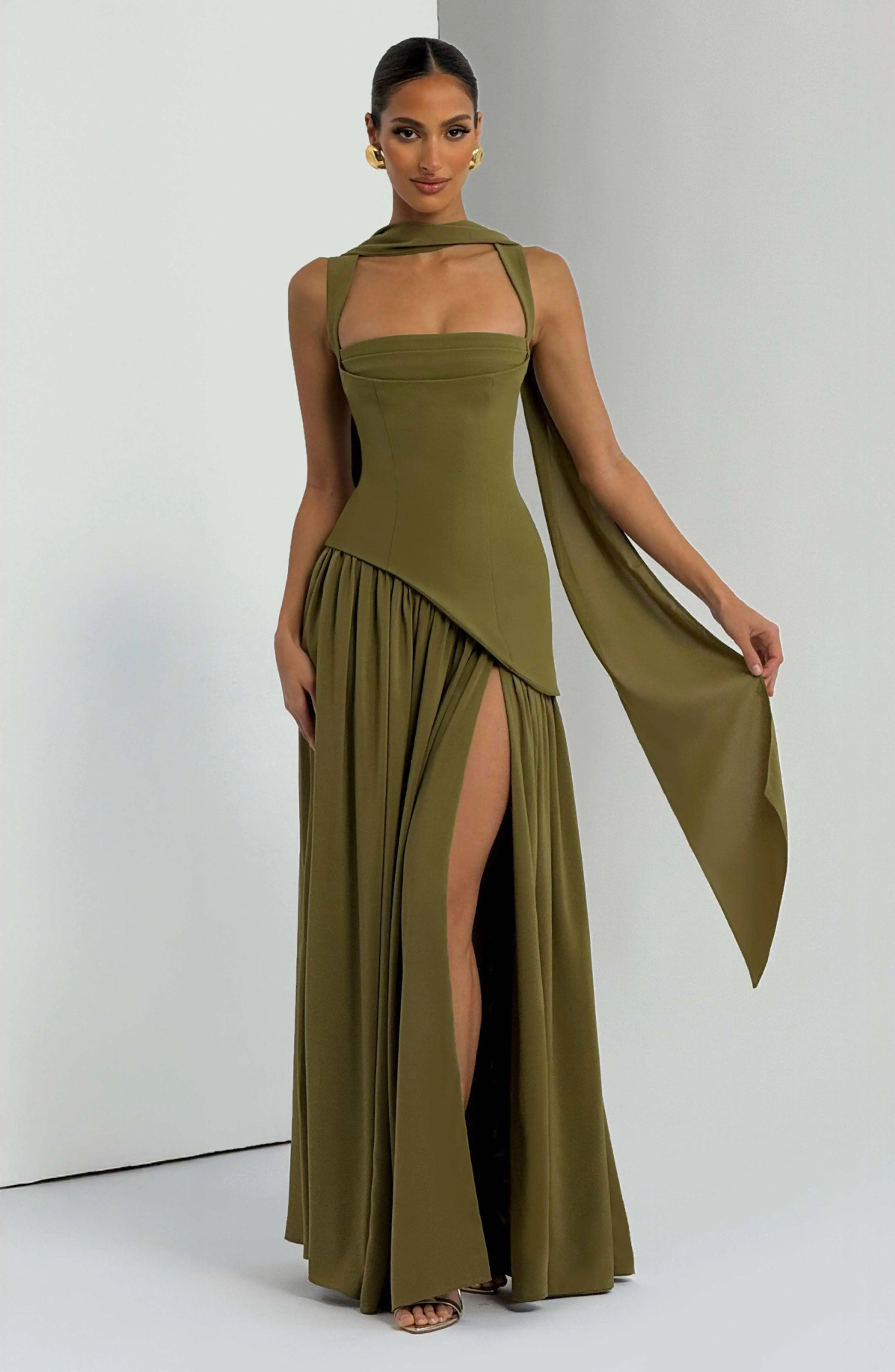 Tullulah Maxi Dress - Deep Olive - Image 7