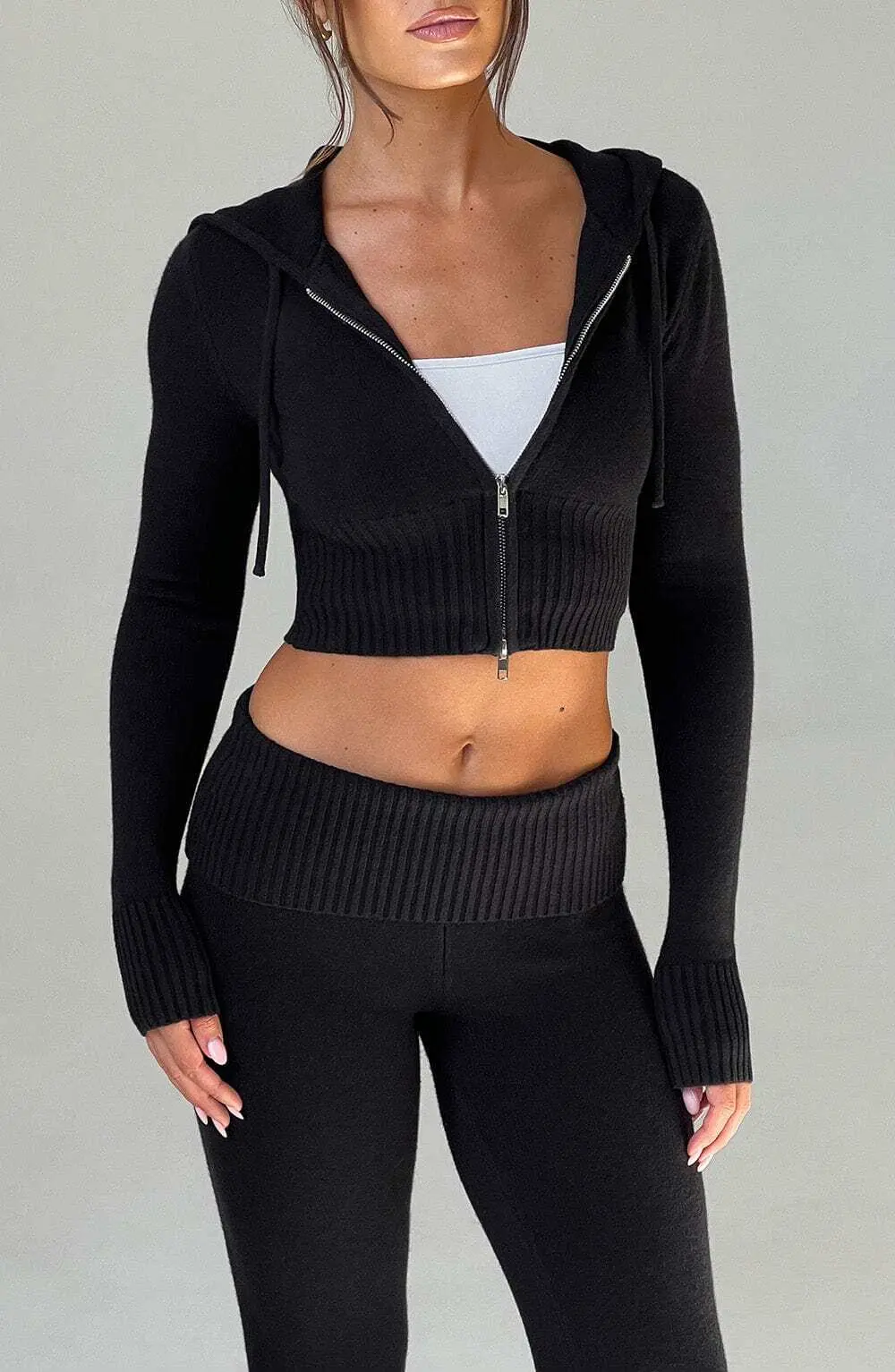 Portia Knit Hoodie - Black - Image 18