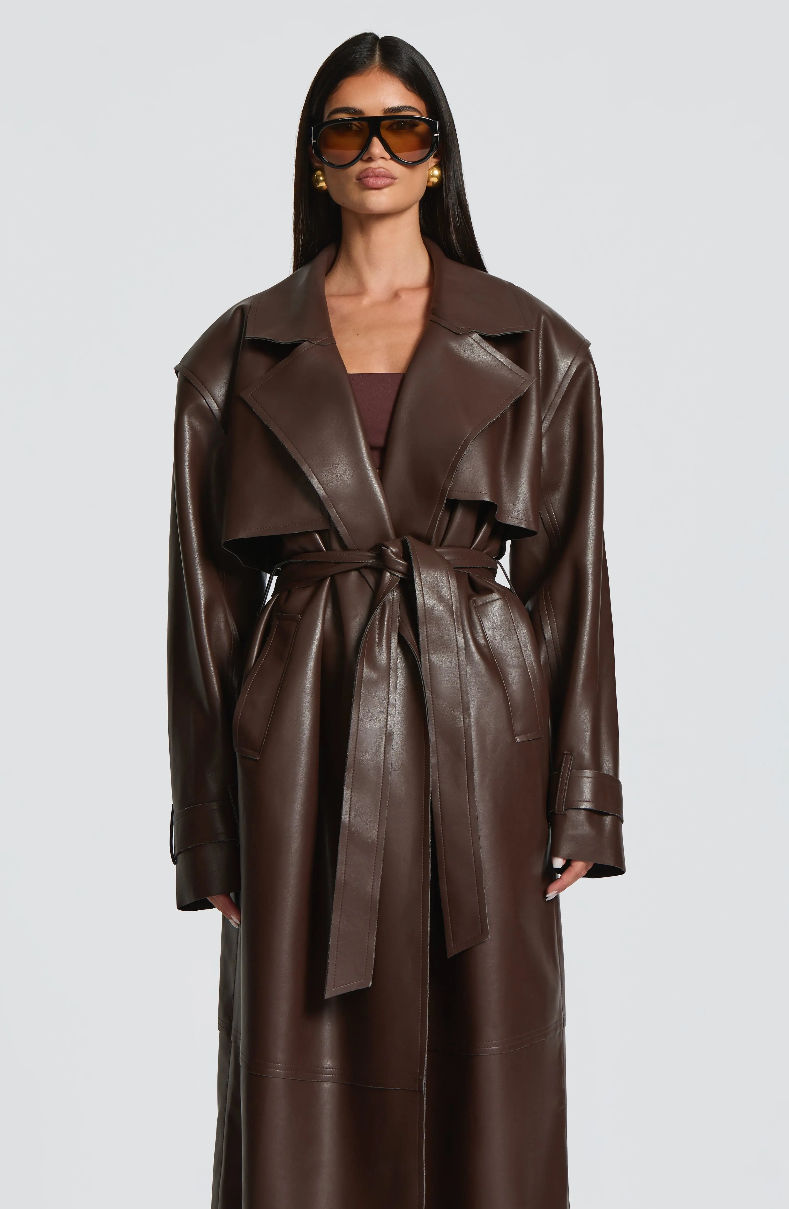 Bridget Trench Coat - Plum Brown - Image 9