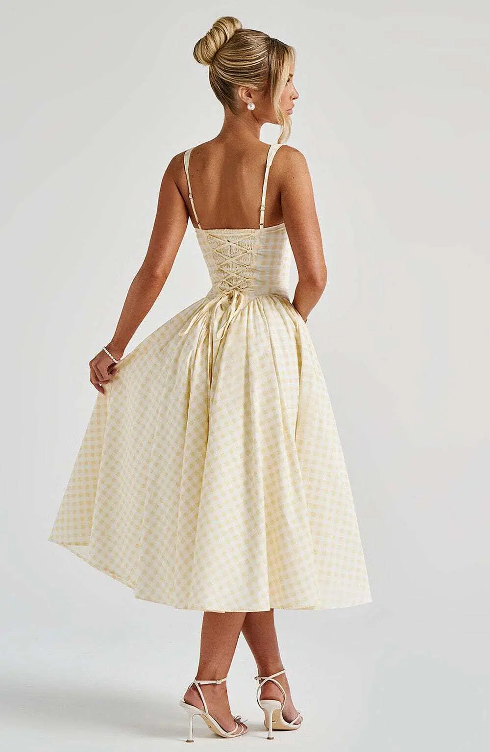 Sherrie Midi Dress - Lemon Gingham - Image 6