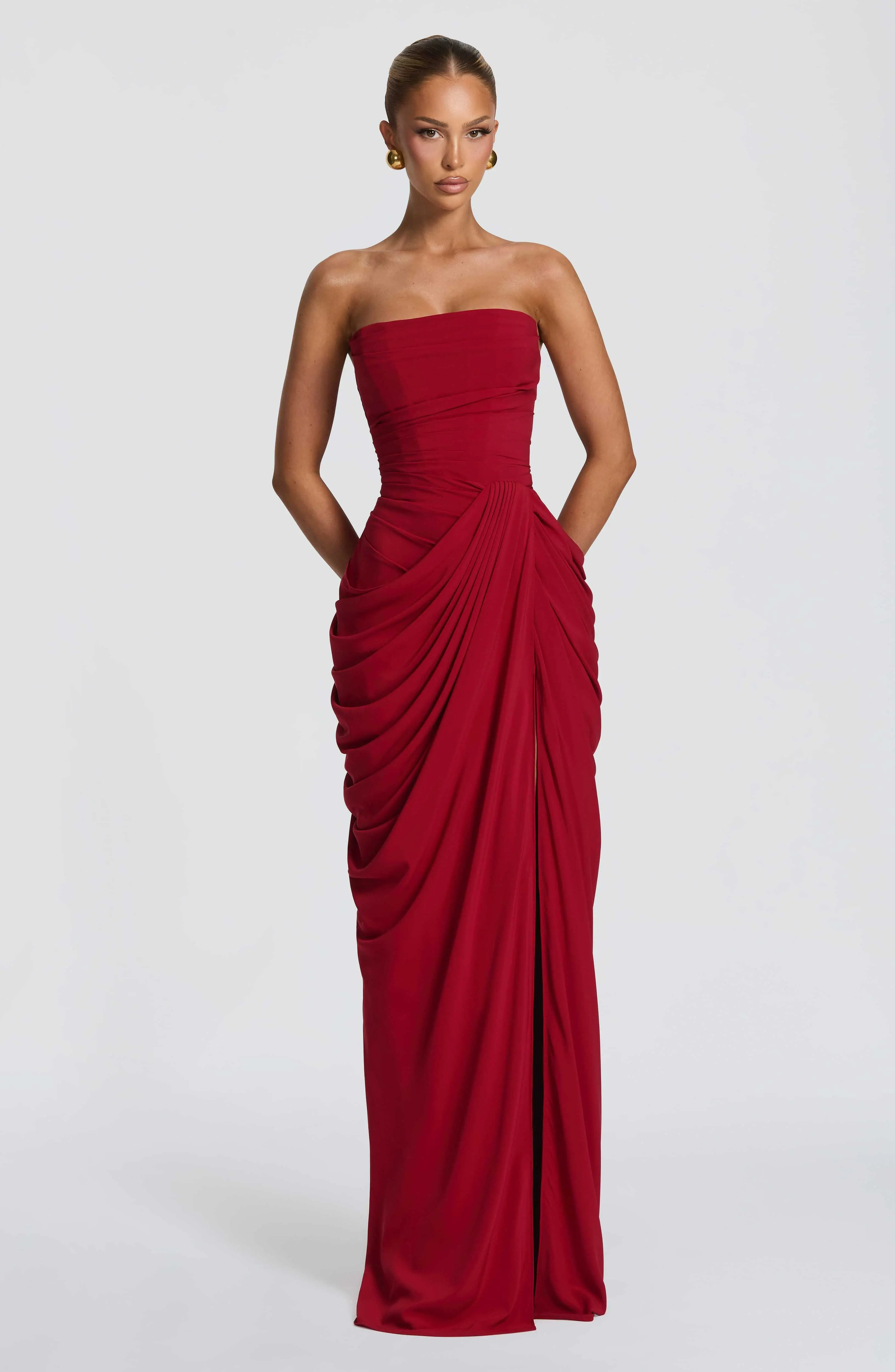 Cyra Maxi Dress - Deep Red - Image 4