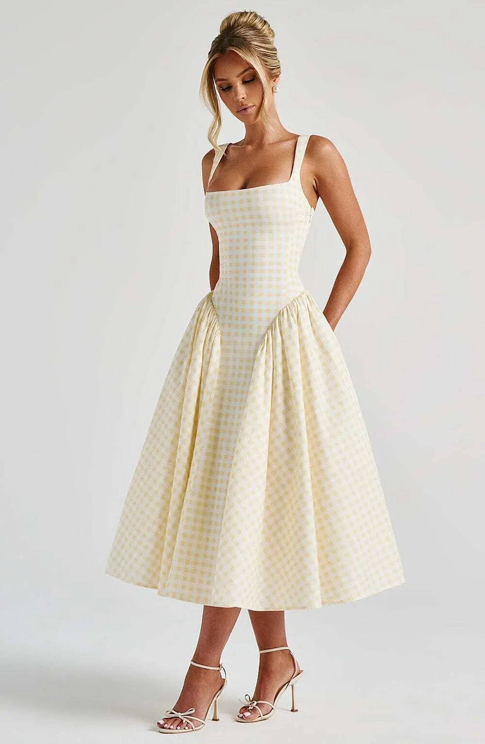 Sherrie Midi Dress - Lemon Gingham - Image 5