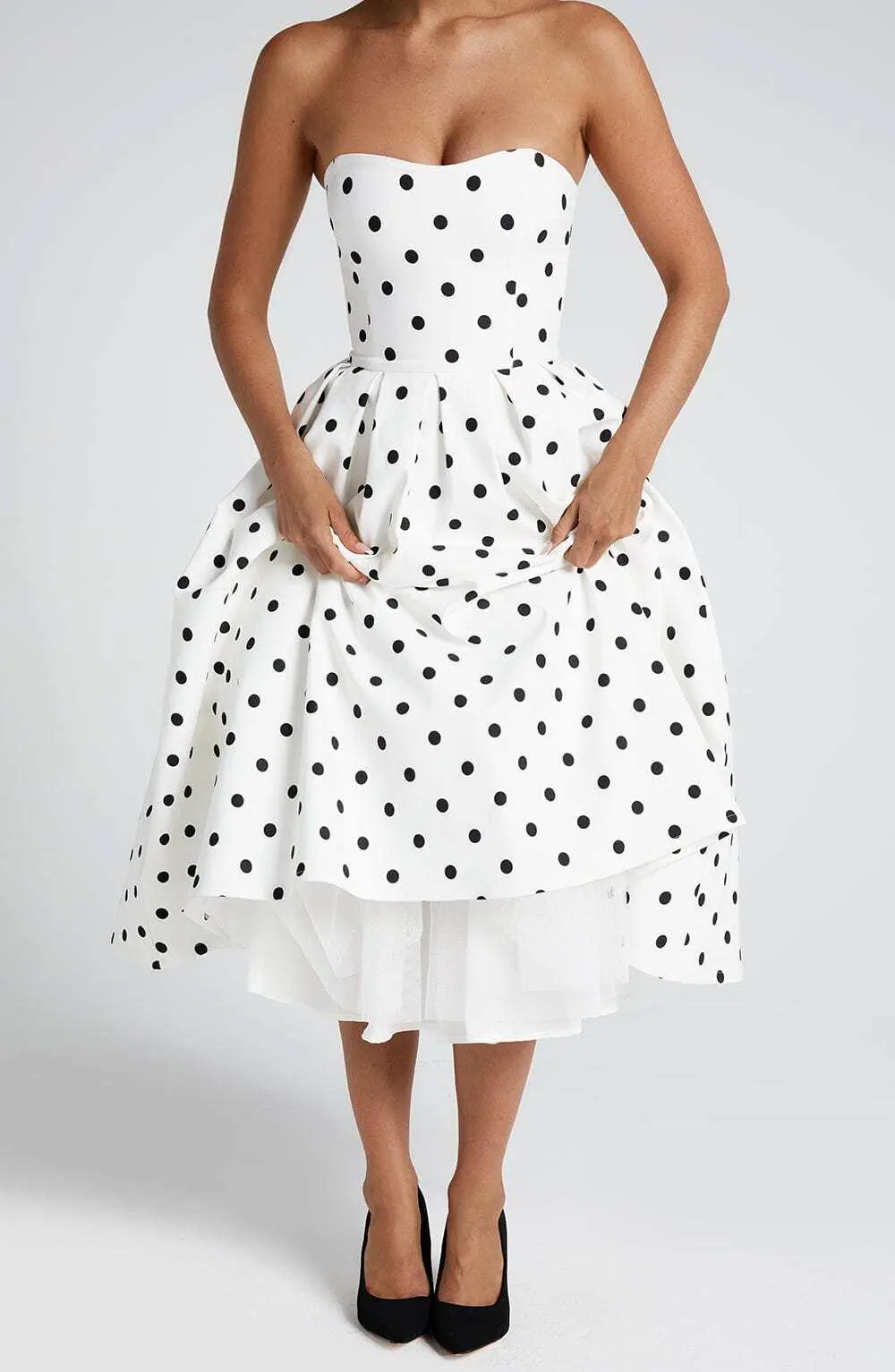 Edith Midi Dress - Black Polka Dot Print - Image 3
