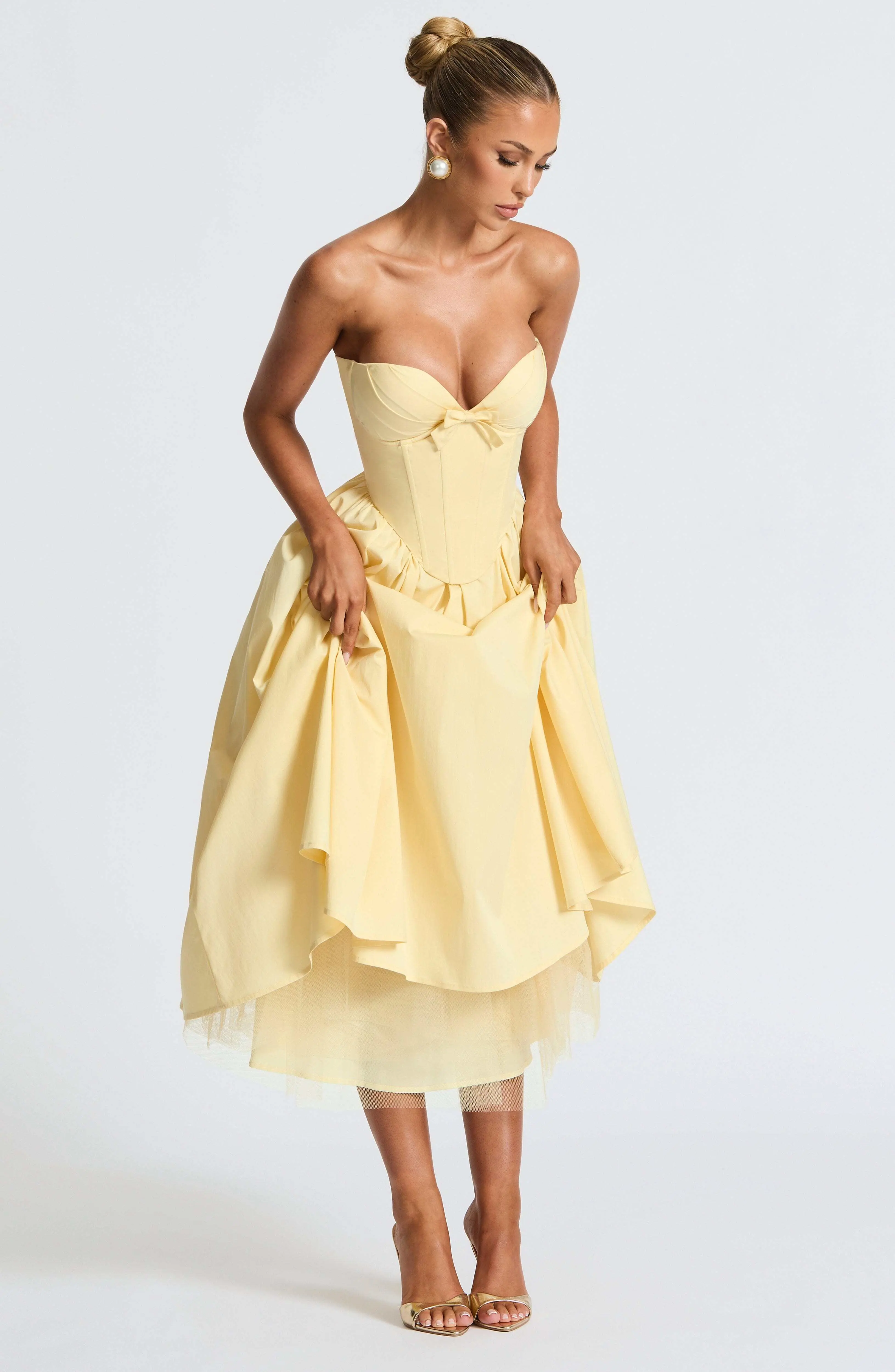 Prim Midi Dress - Lemon - Image 3