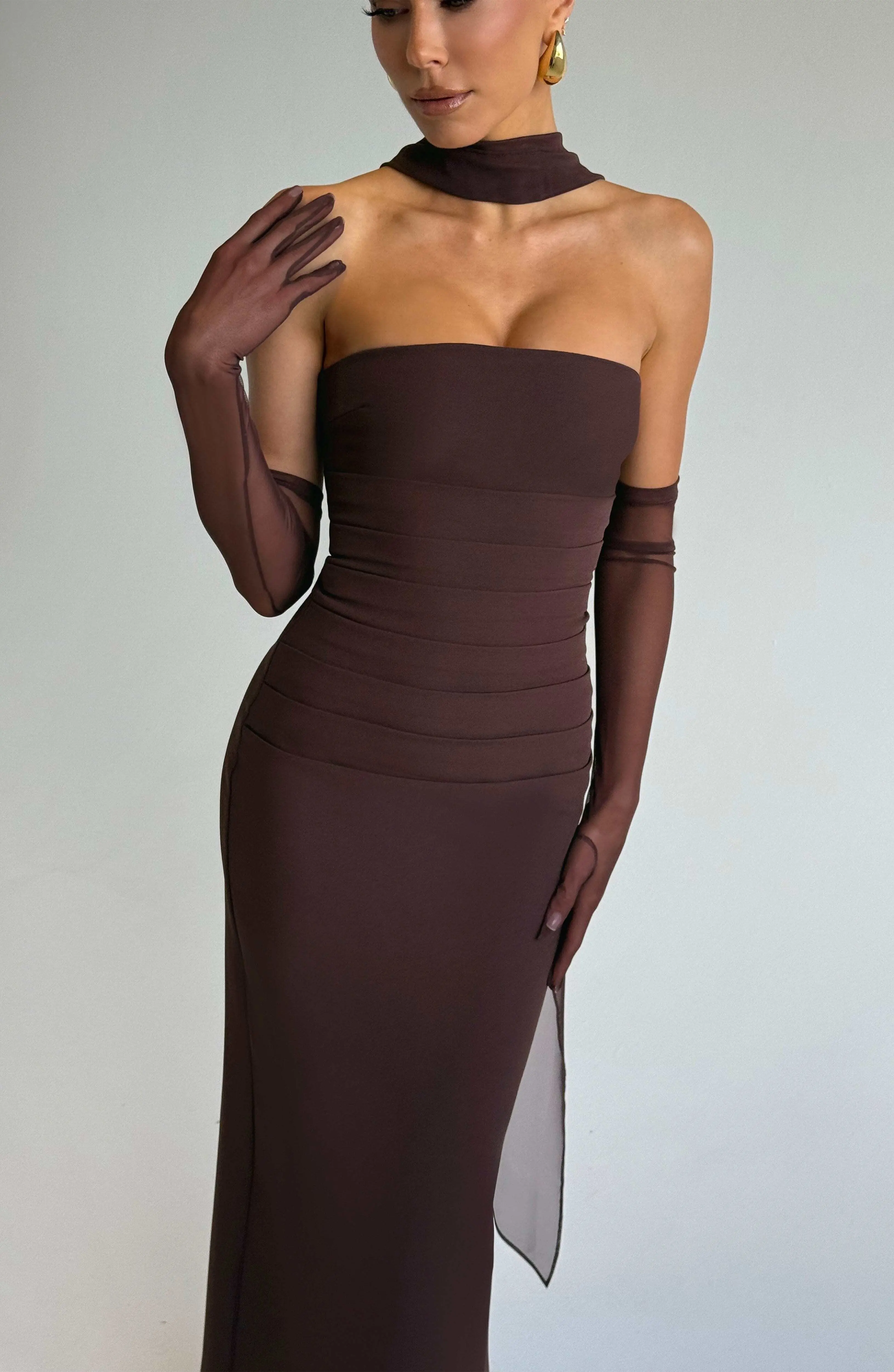 Yulia Maxi Dress - Plum Brown - Image 3