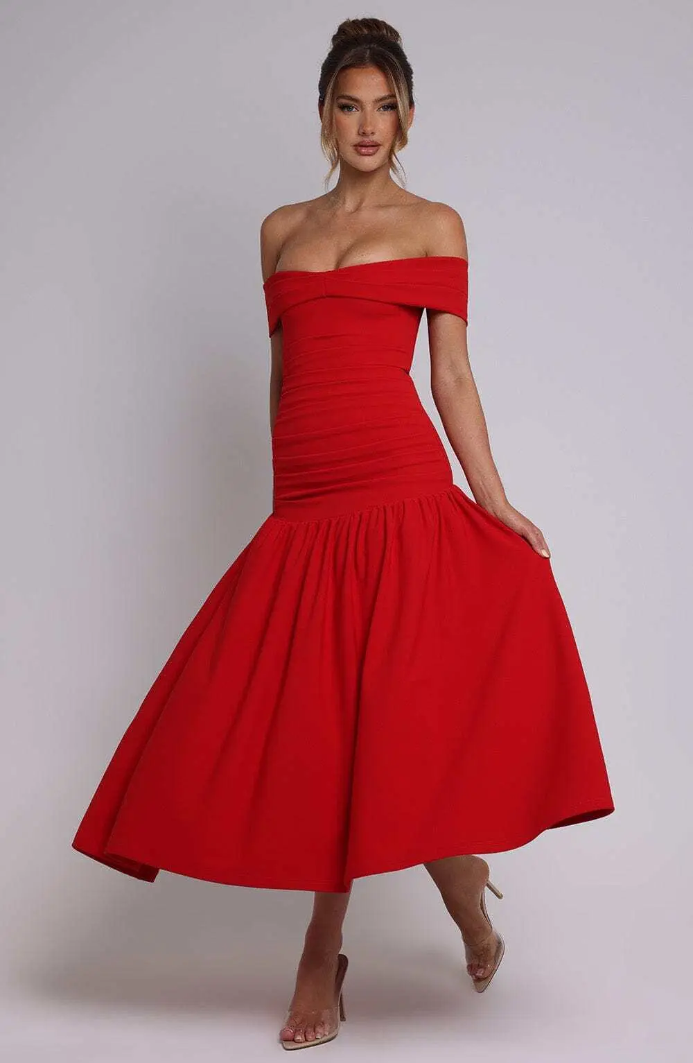 Wilhelmina Midaxi Dress - Red - Image 4