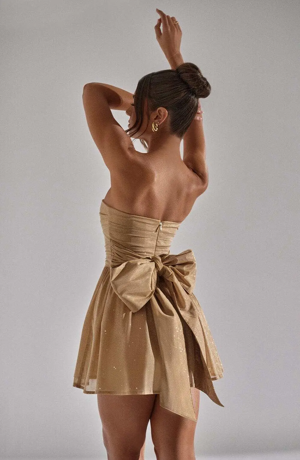 Katrina Mini Dress - Gold Sparkle - Image 10