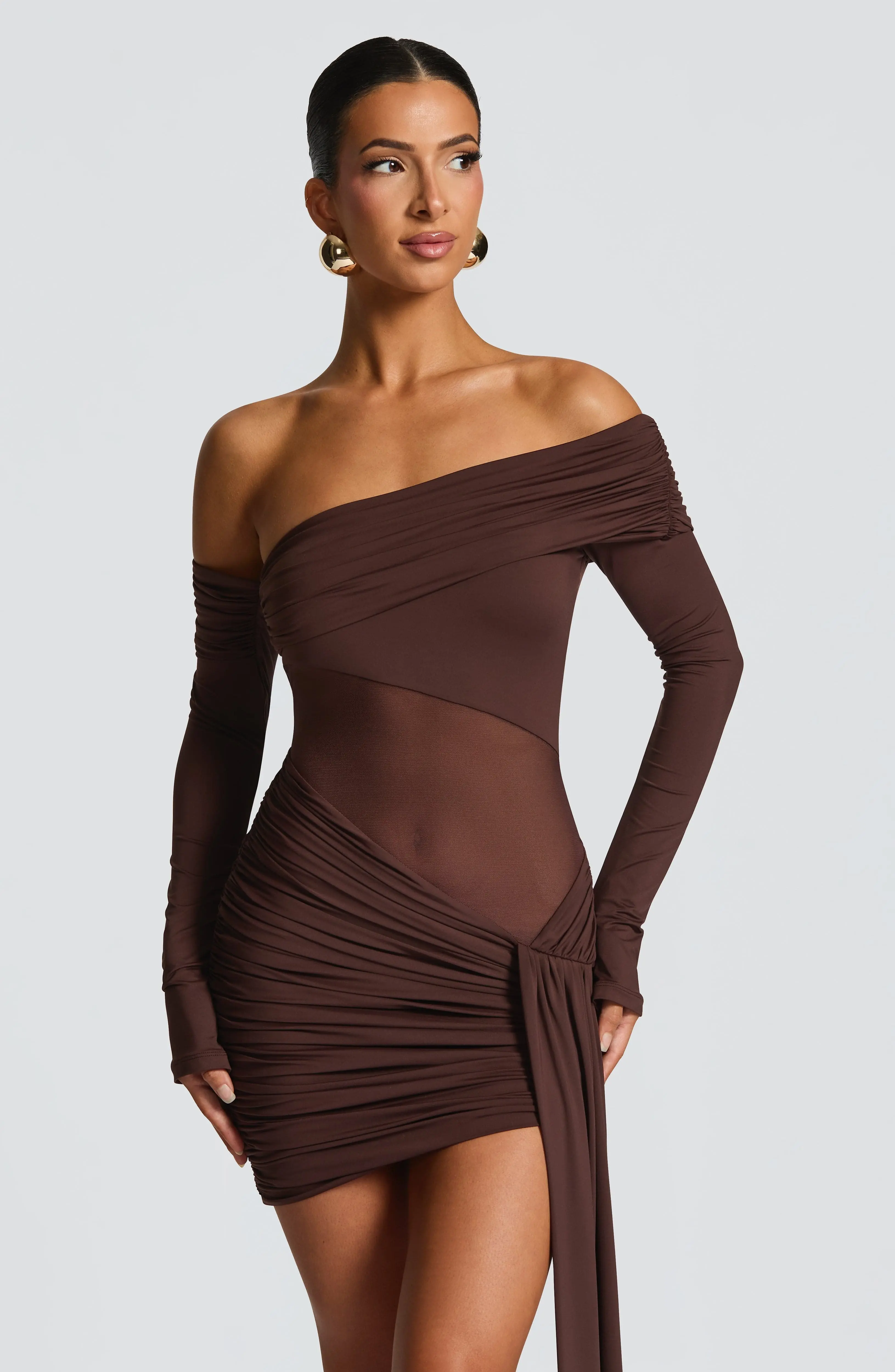 Mavra Mini Dress - Plum Brown - Image 9