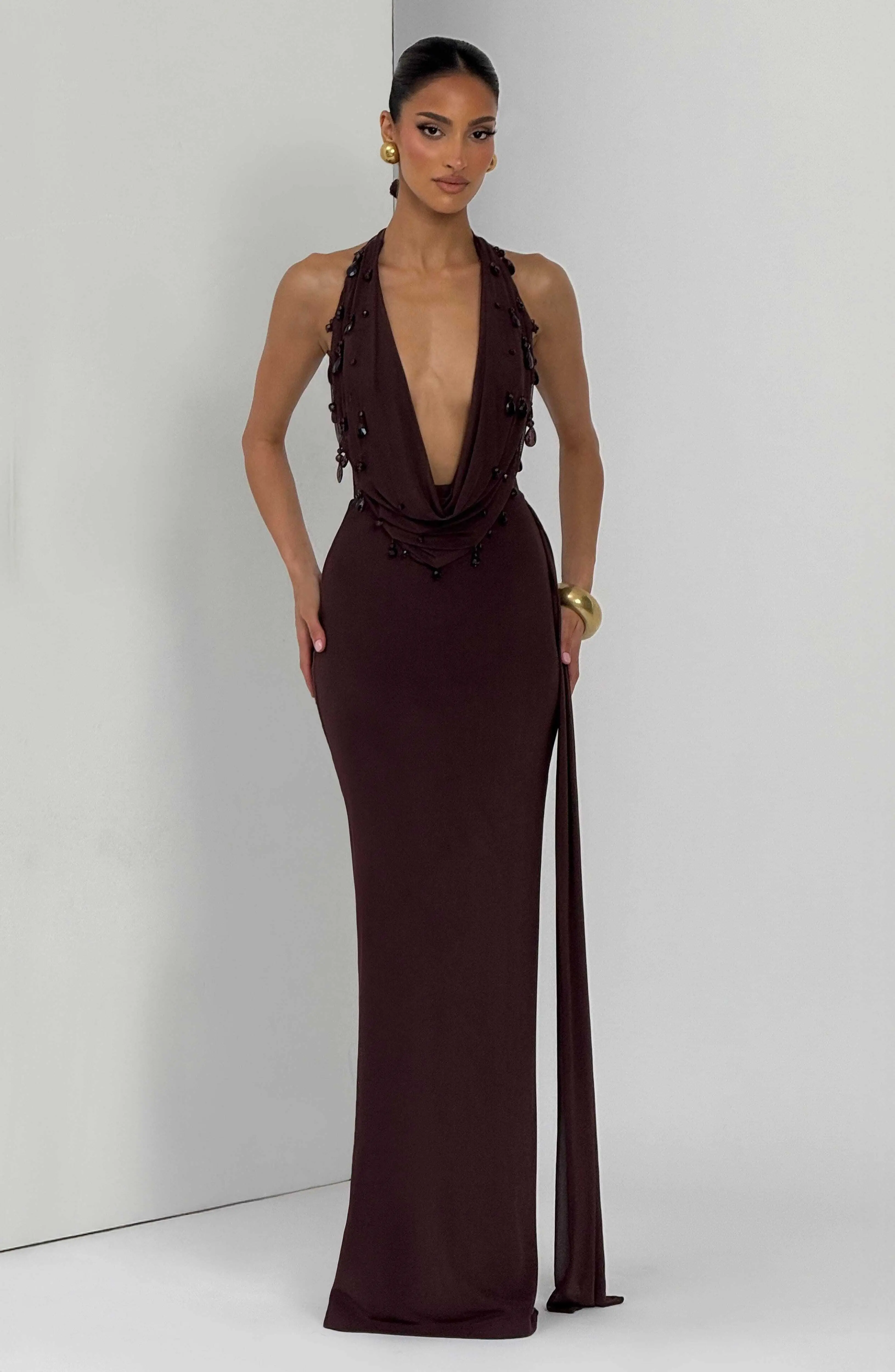 Fabia Maxi Dress - Plum Brown - Image 8