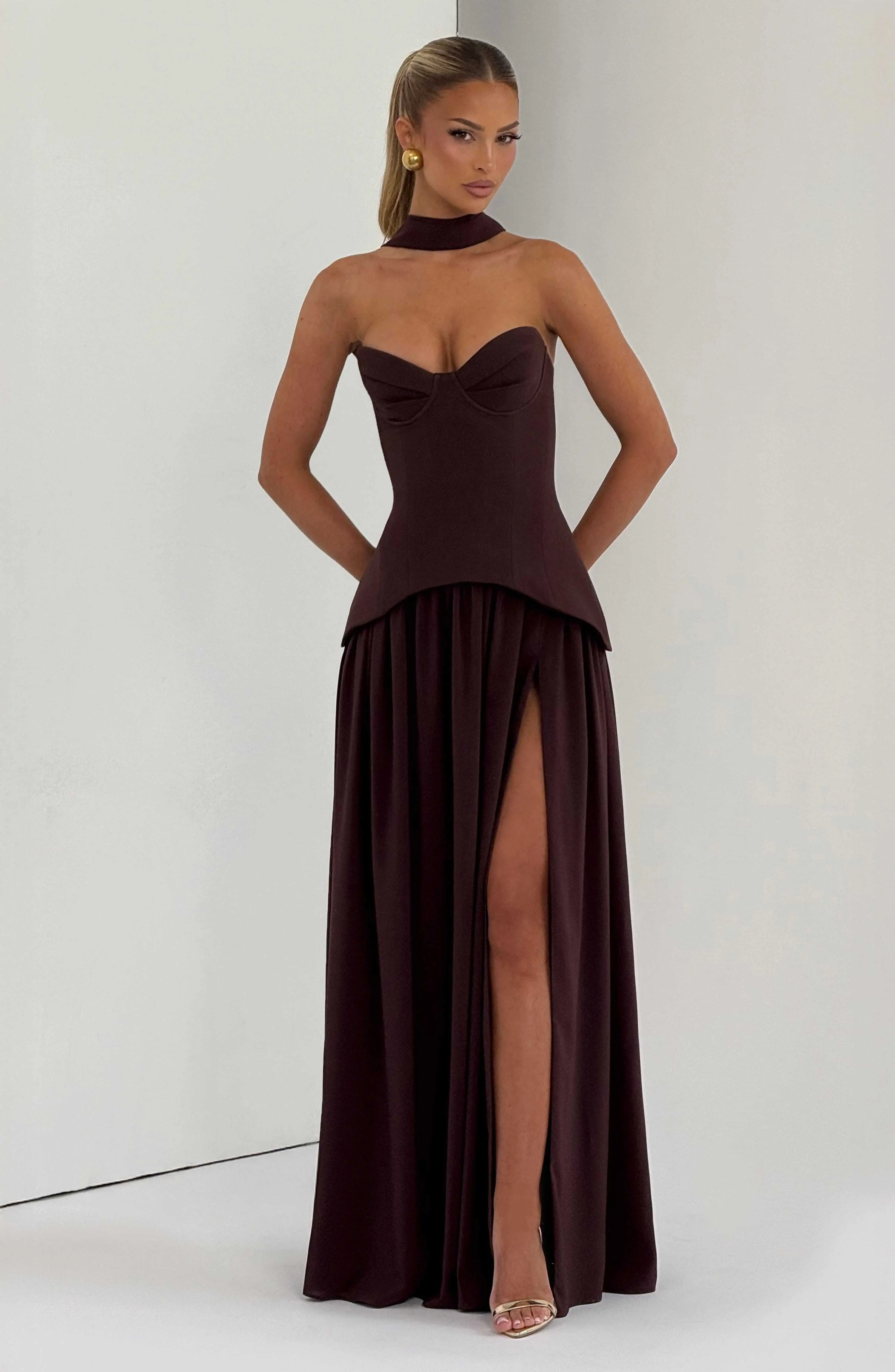 Vietta Maxi Dress - Plum Brown - Image 9