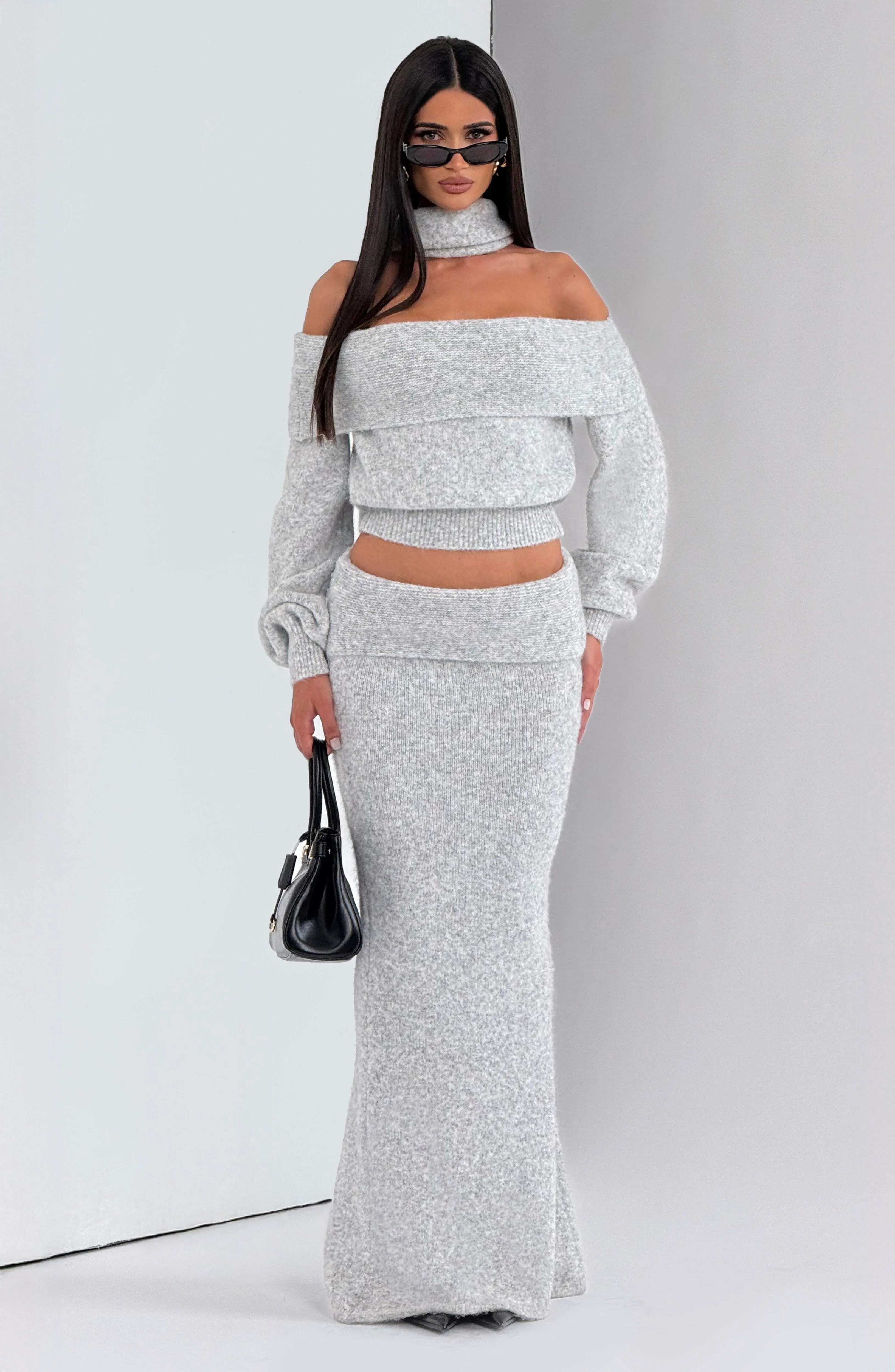 Andie Maxi Skirt - Light Grey Marl - Image 7