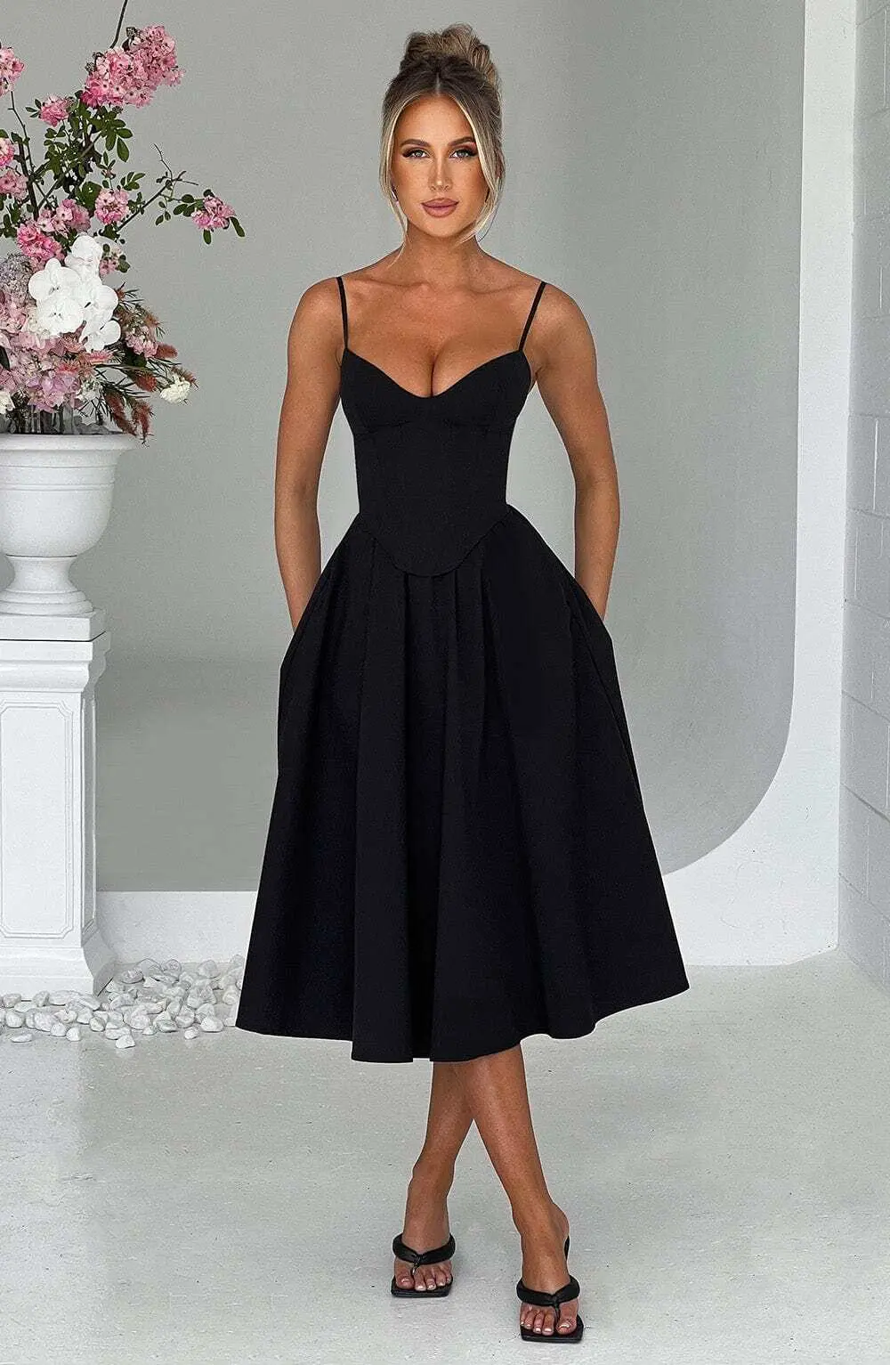 Mariella Midi Dress - Black - Image 2