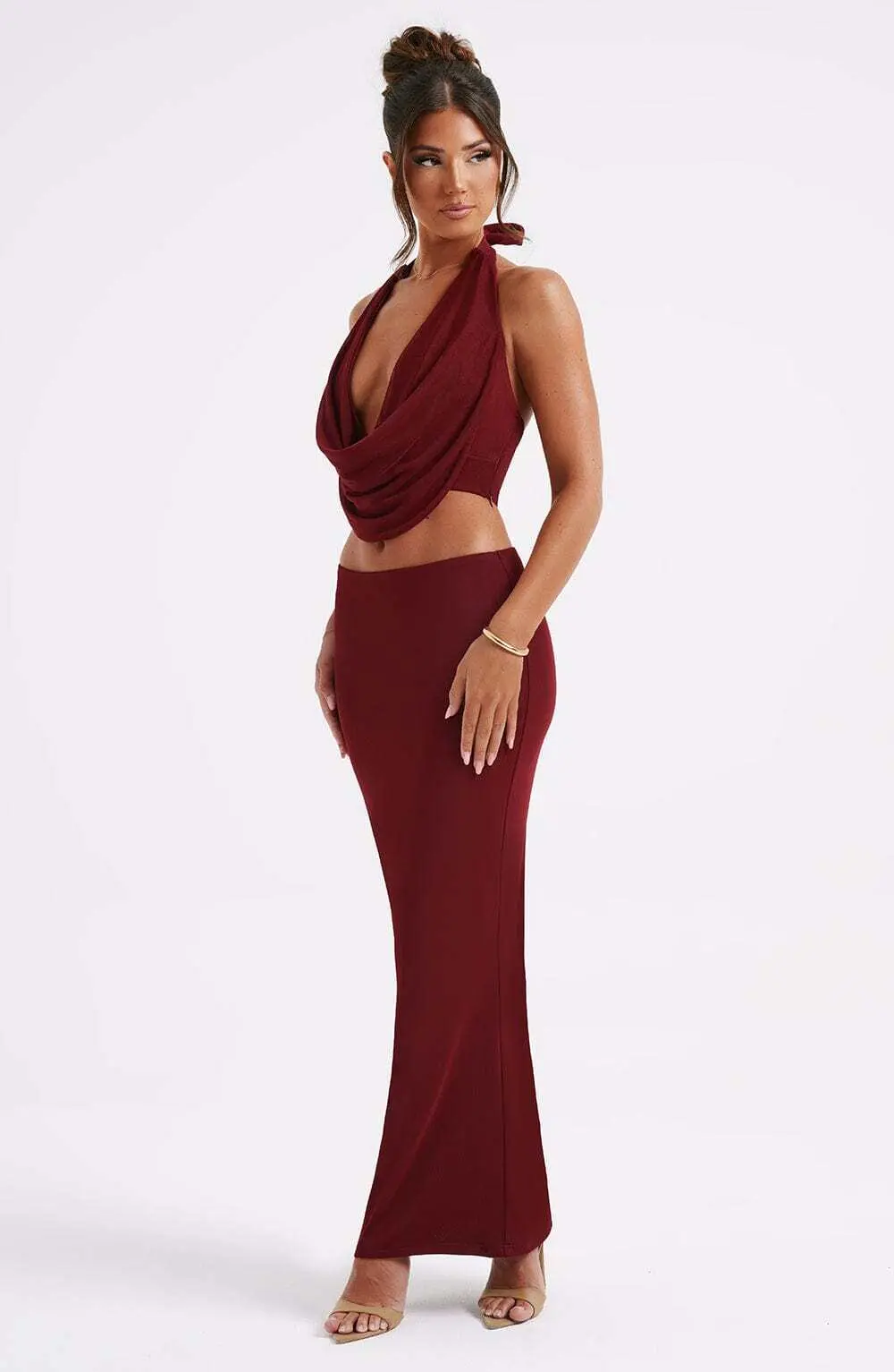 Chrishelle Maxi Skirt - Burgundy - Image 5