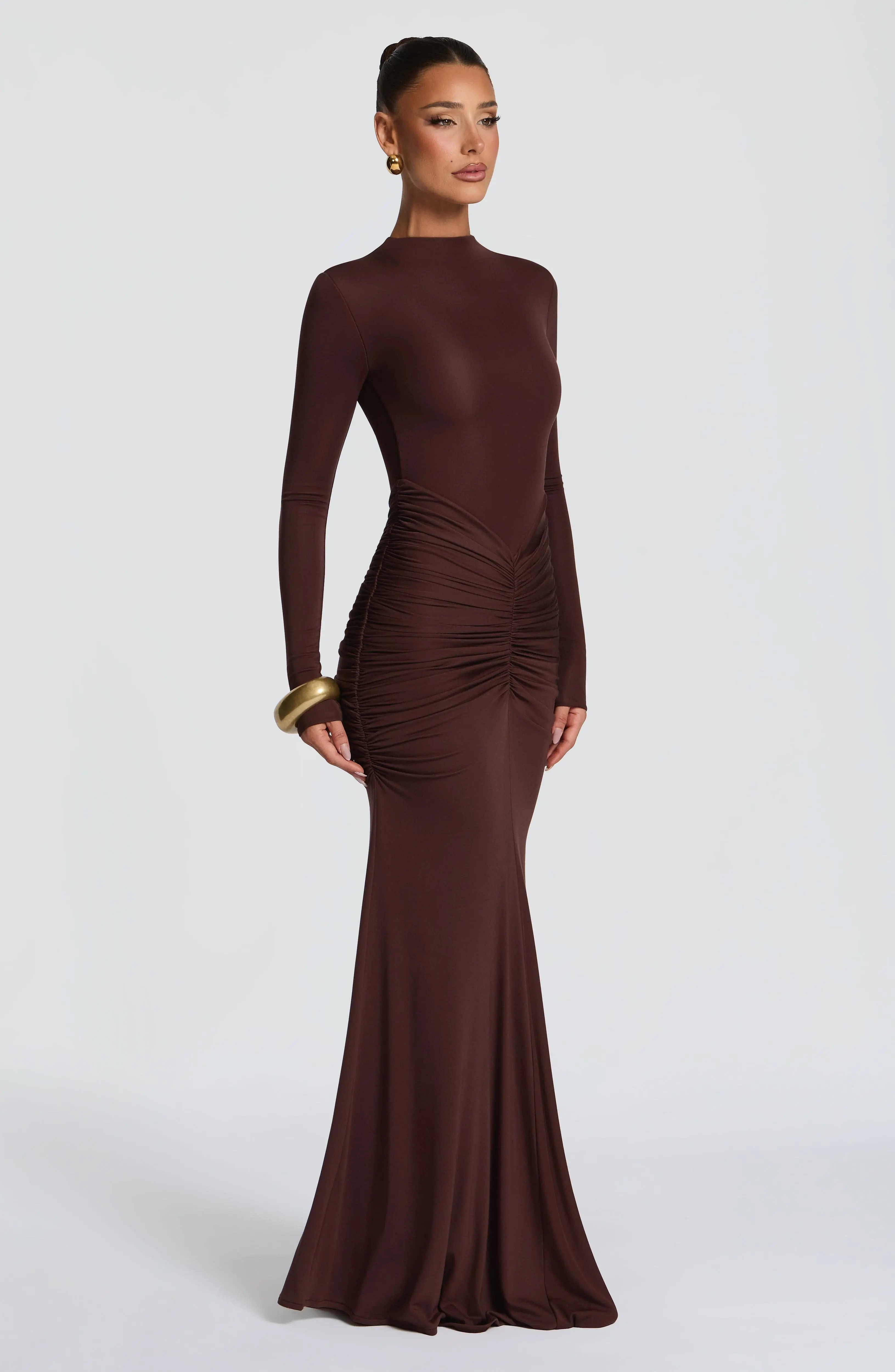 Oriane Maxi Dress - Plum Brown - Image 2