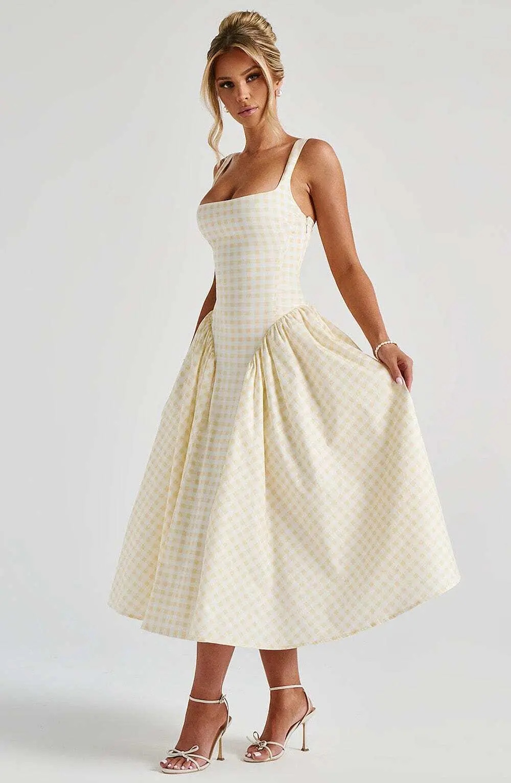 Sherrie Midi Dress - Lemon Gingham - Image 7