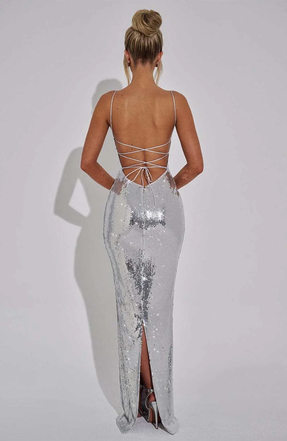 Atari Maxi Dress - Silver - Image 10