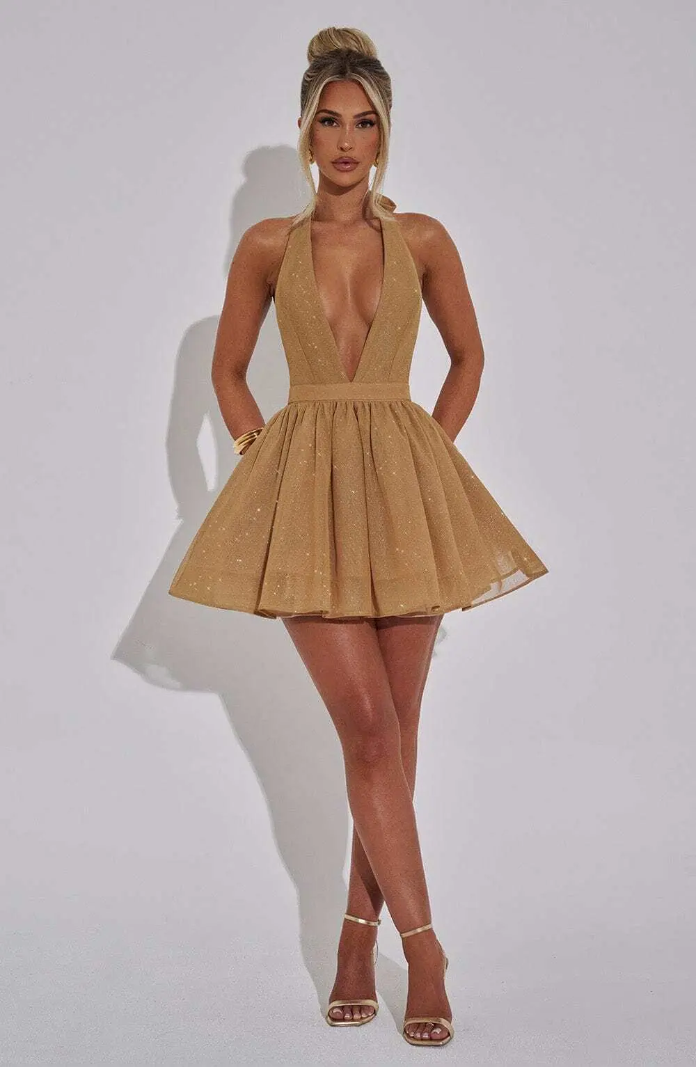 Pippa Mini Dress - Gold Sparkle - Image 4