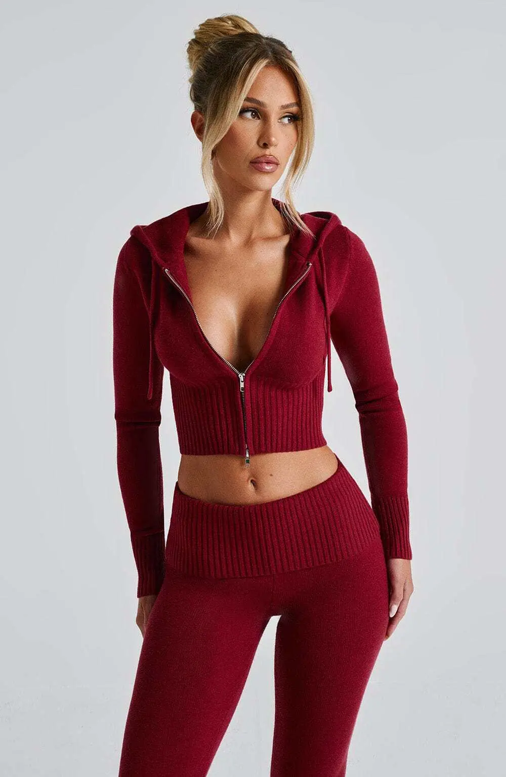 Portia Knit Hoodie - Red - Image 7