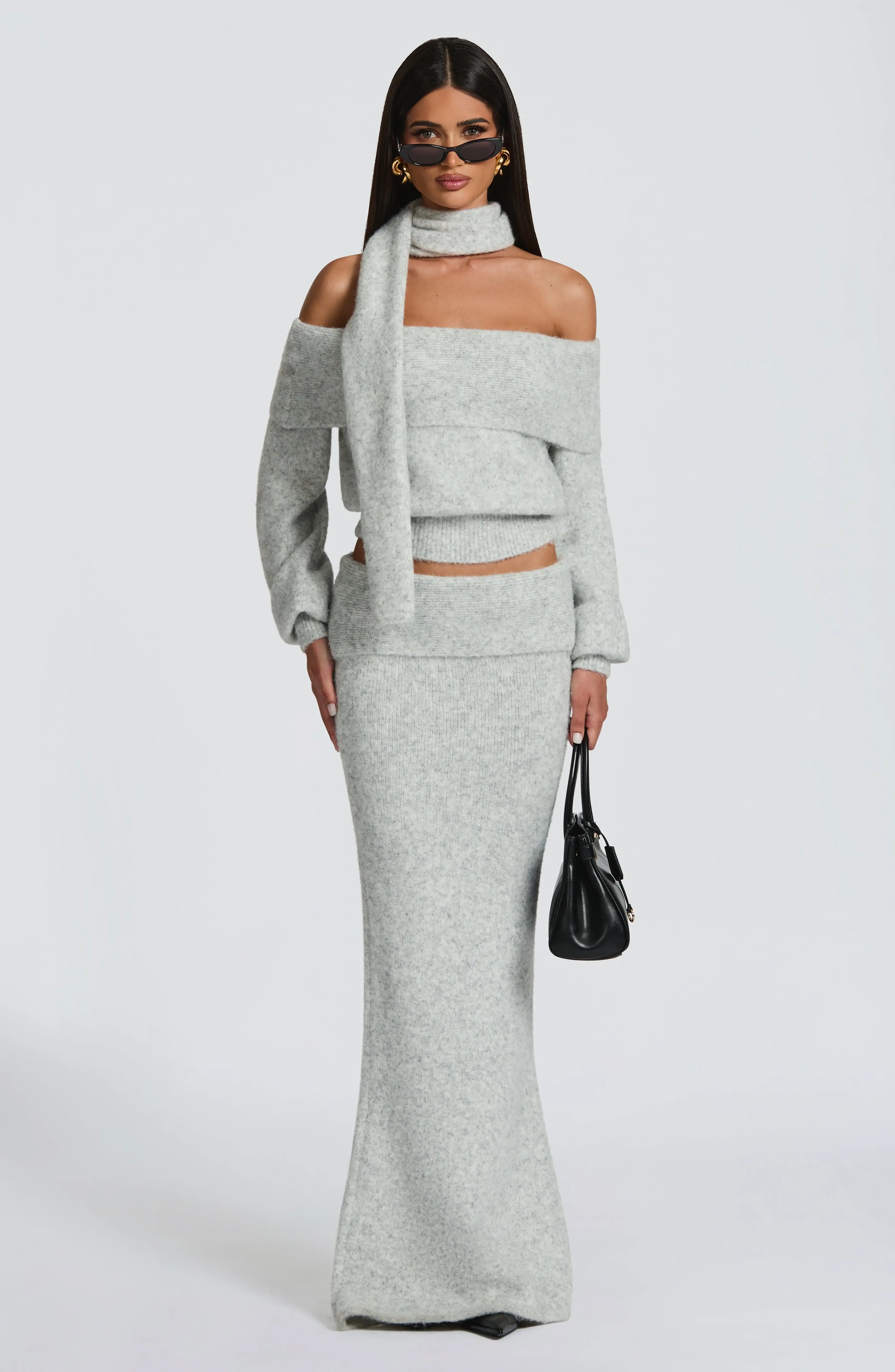 Andie Maxi Skirt - Light Grey Marl - Image 5