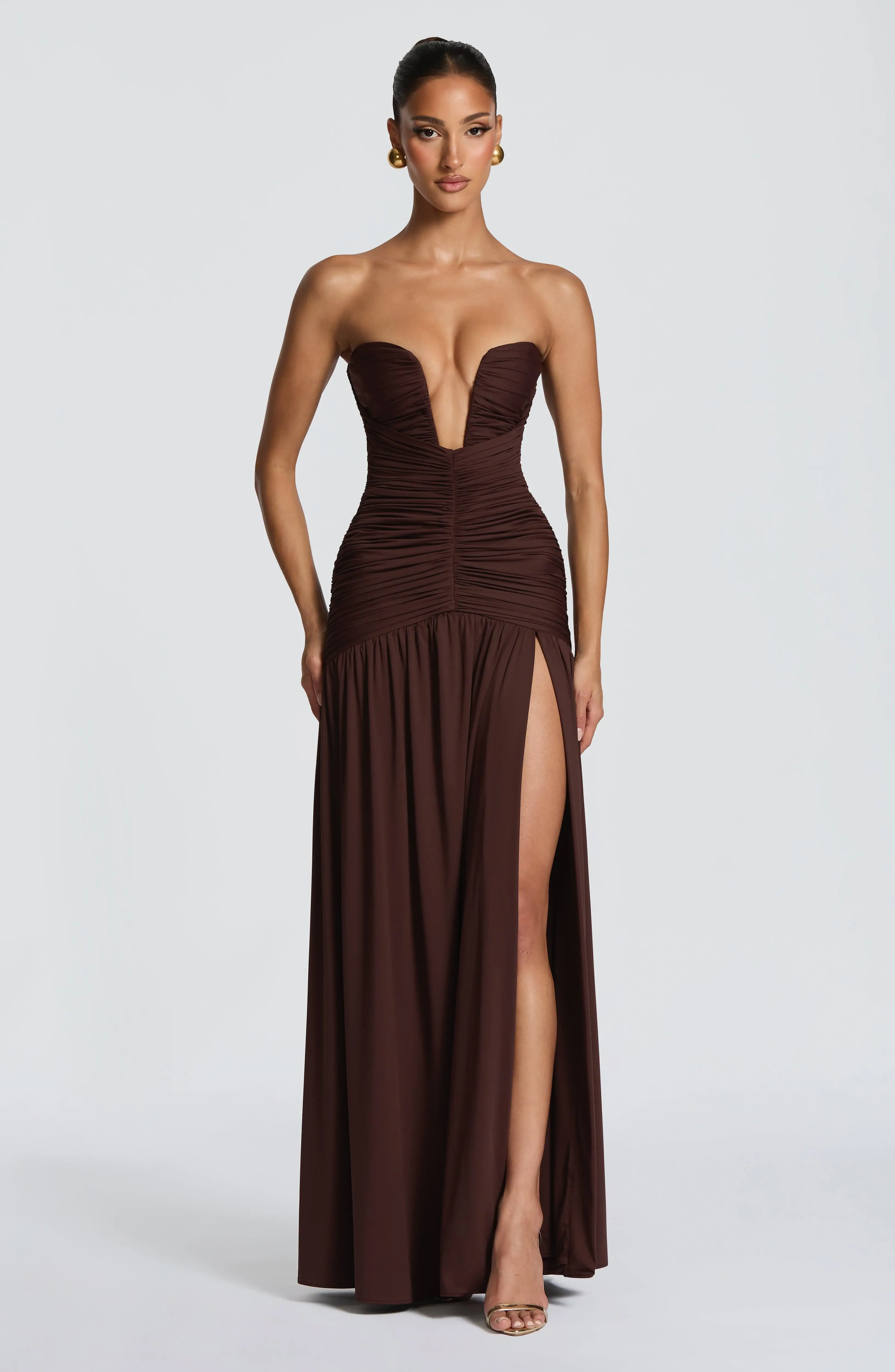 Junia Maxi Dress - Plum Brown - Image 2