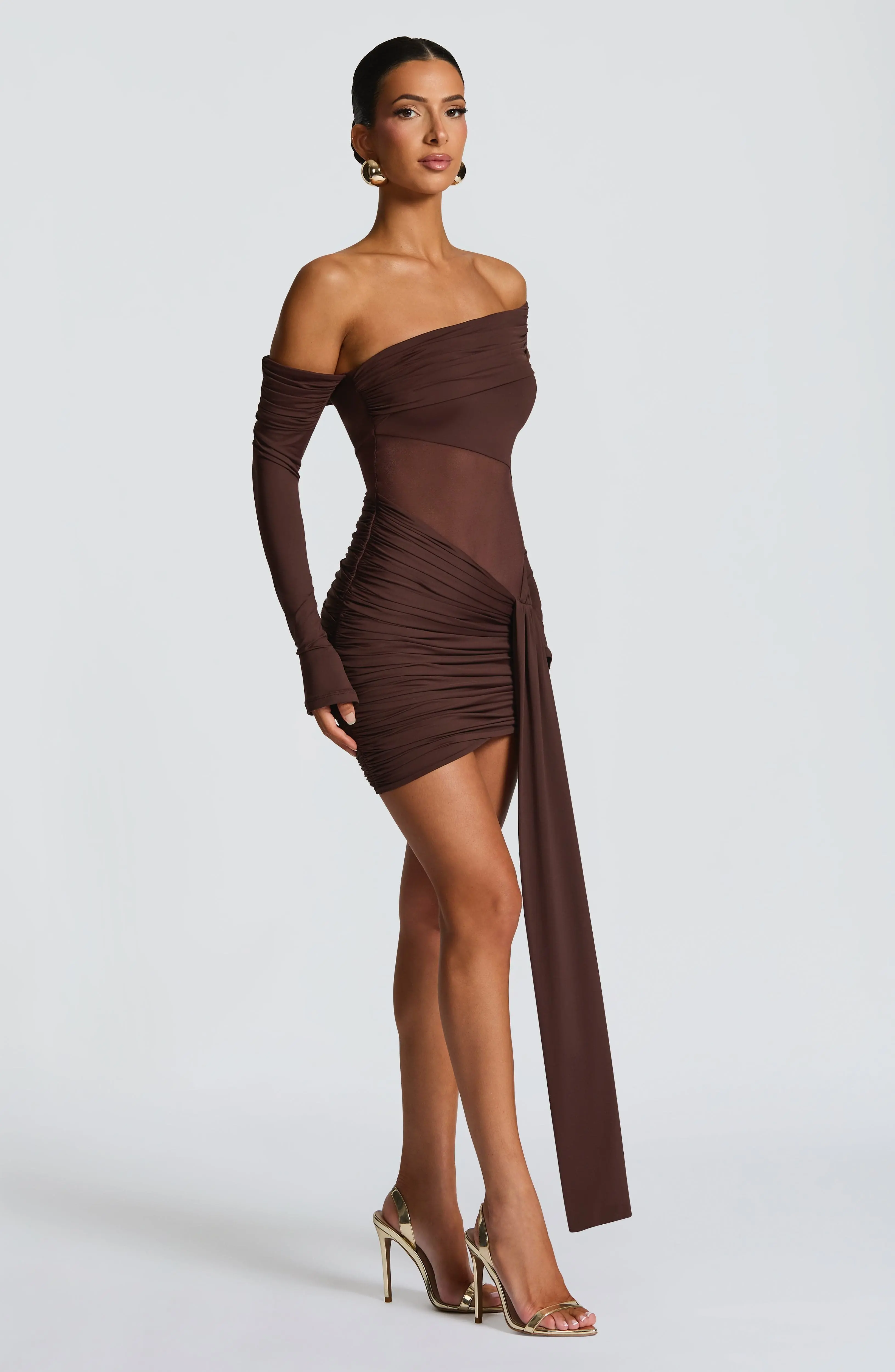 Mavra Mini Dress - Plum Brown - Image 11
