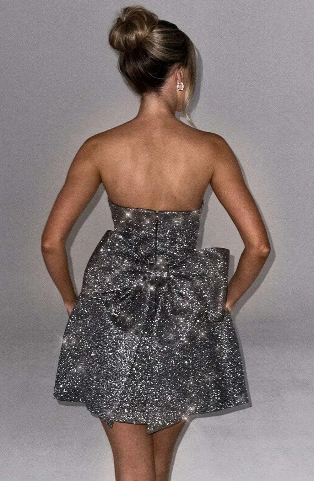 Alice Mini Dress - Grey Sparkle - Image 3