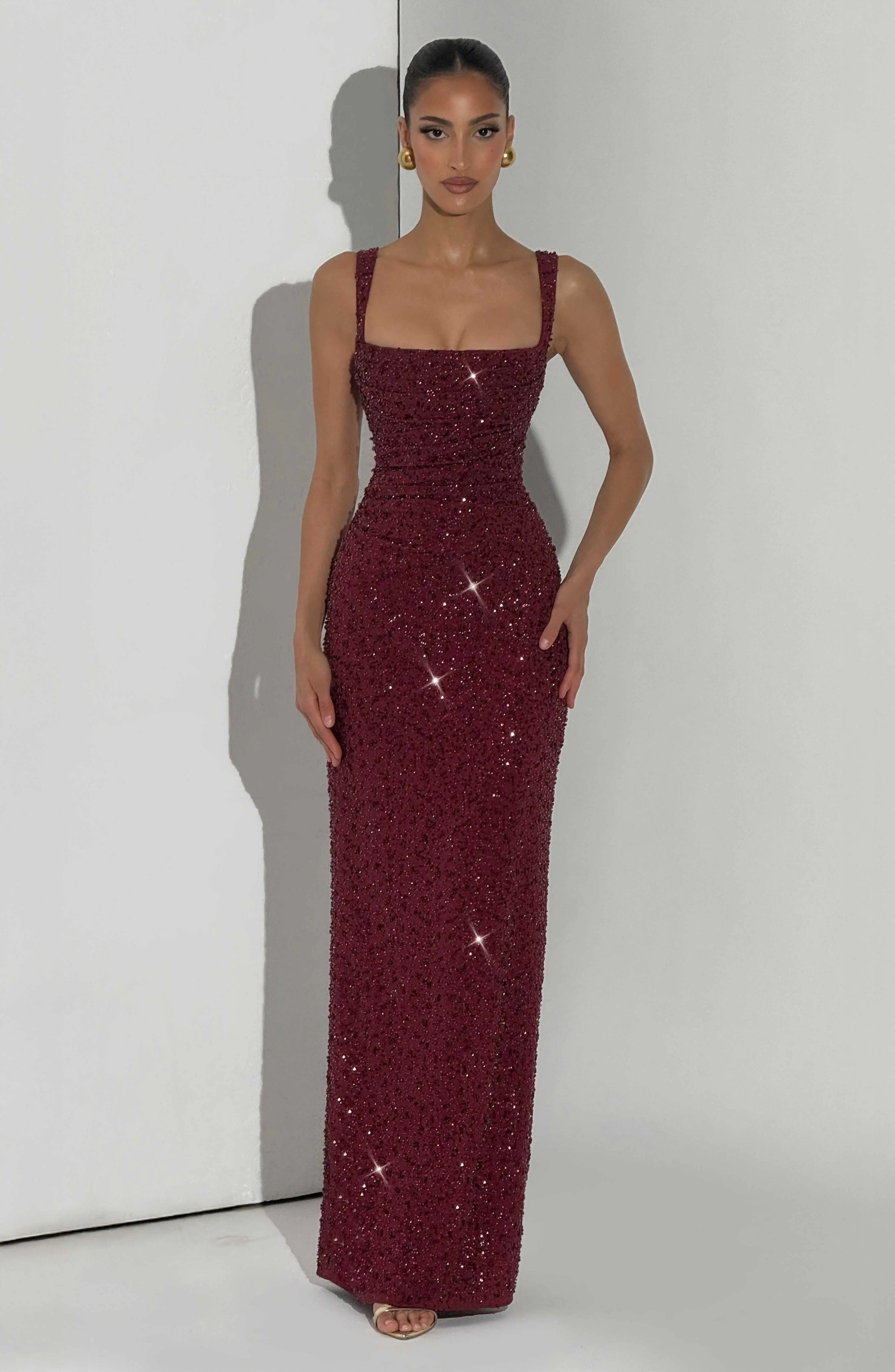 Calanthe Maxi Dress - Burgundy Sparkle - Image 6