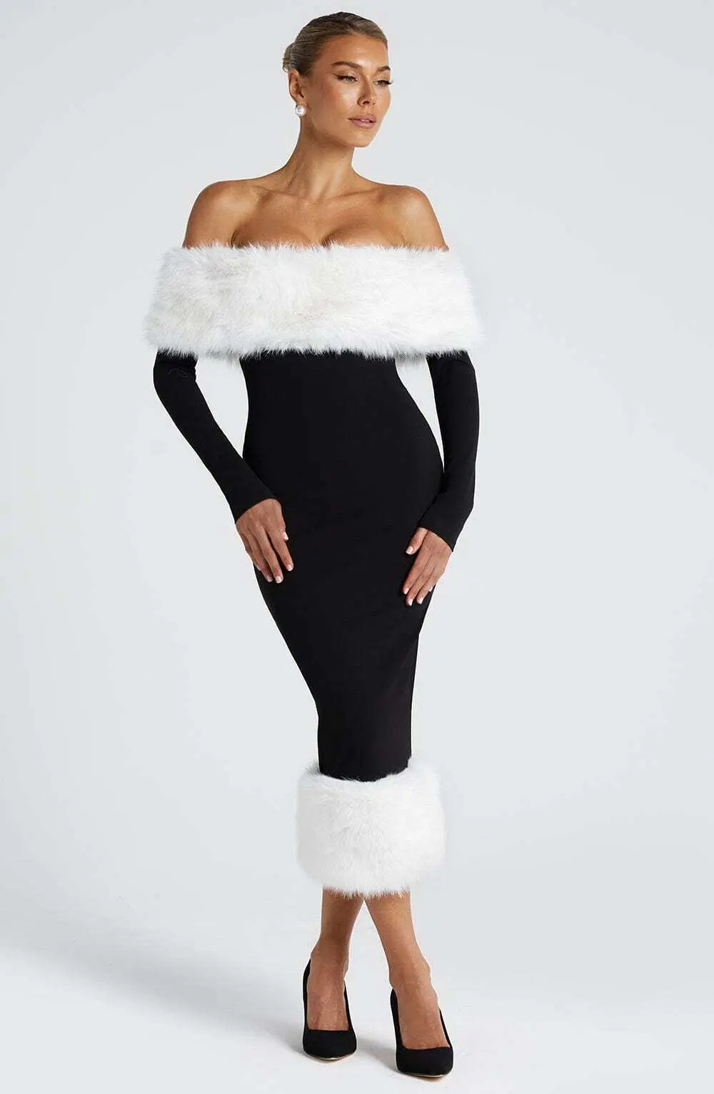 Vittoria Midi Dress - Black/White - Image 2