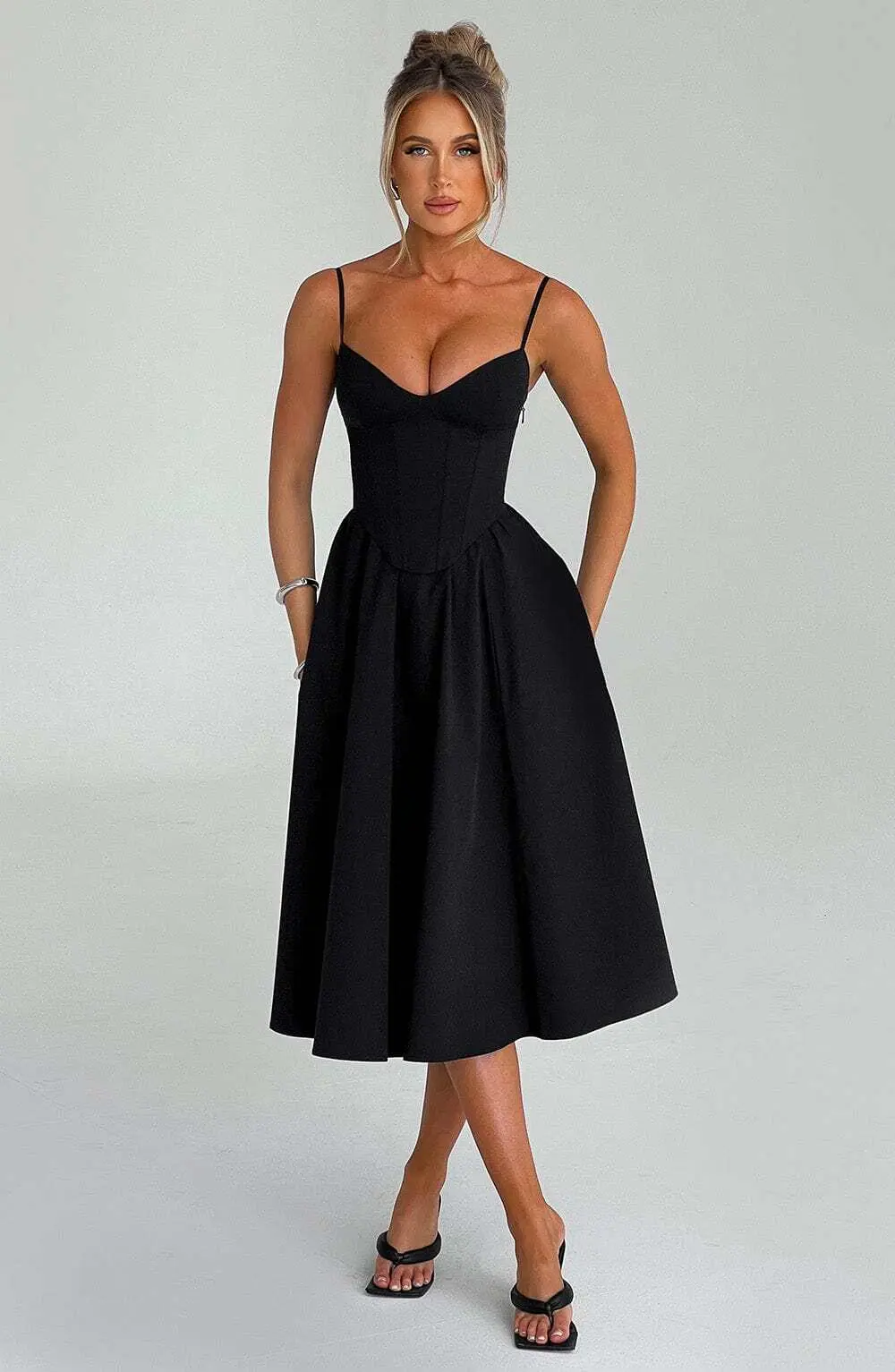 Mariella Midi Dress - Black - Image 5