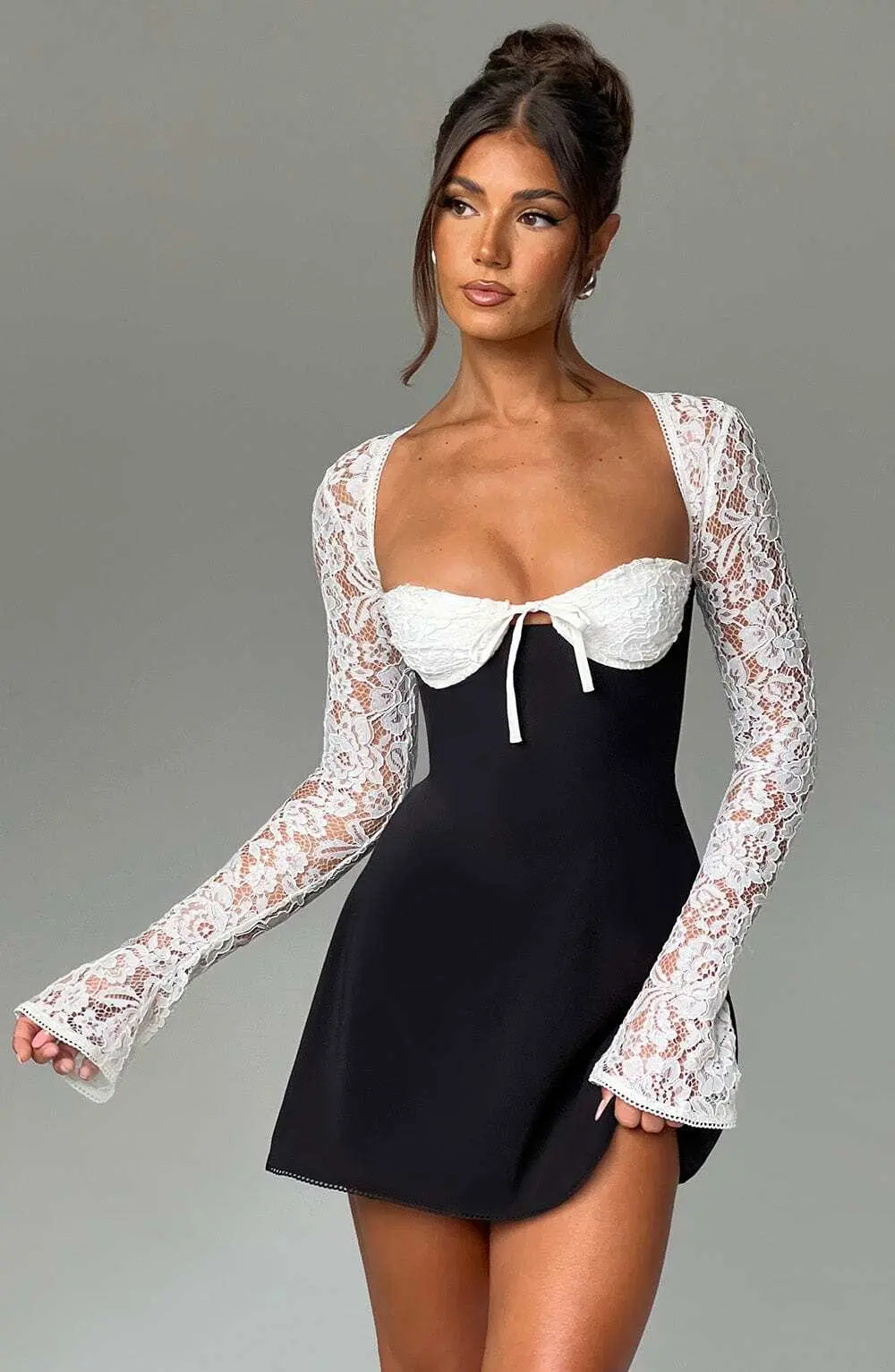 Jacinta Mini Dress - Black/White - Image 7
