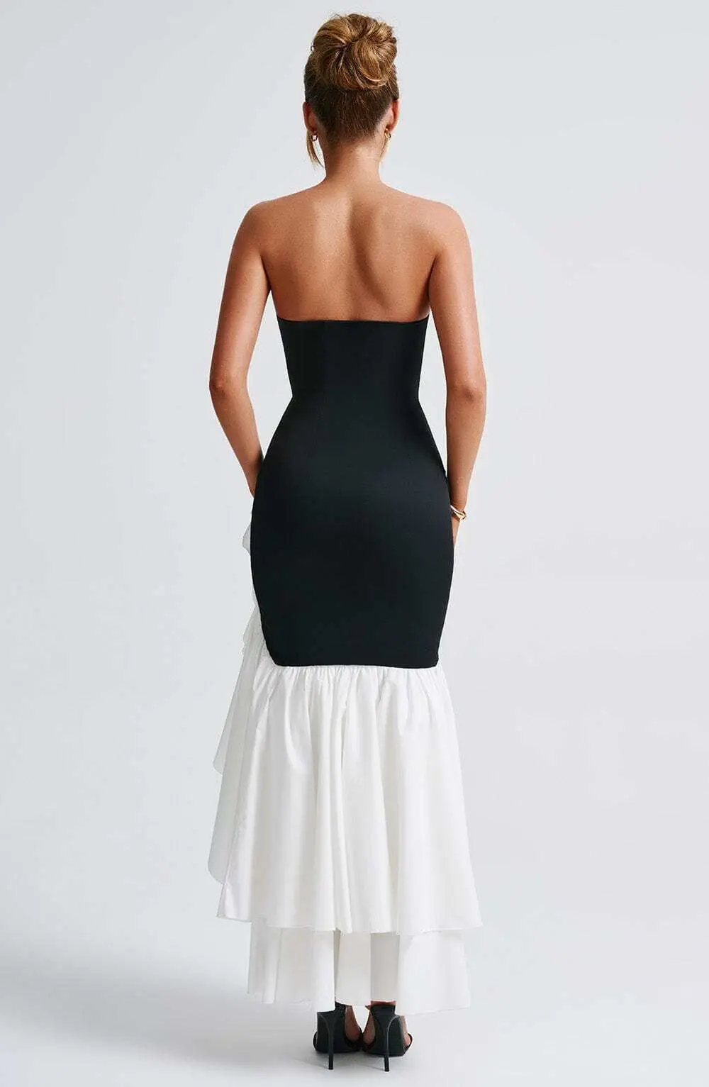 Angelina Maxi Dress - Black/White - Image 3