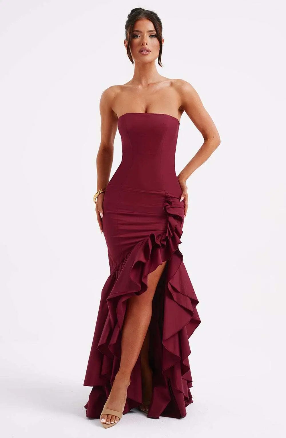 Angelina Maxi Dress - Burgundy - Image 7
