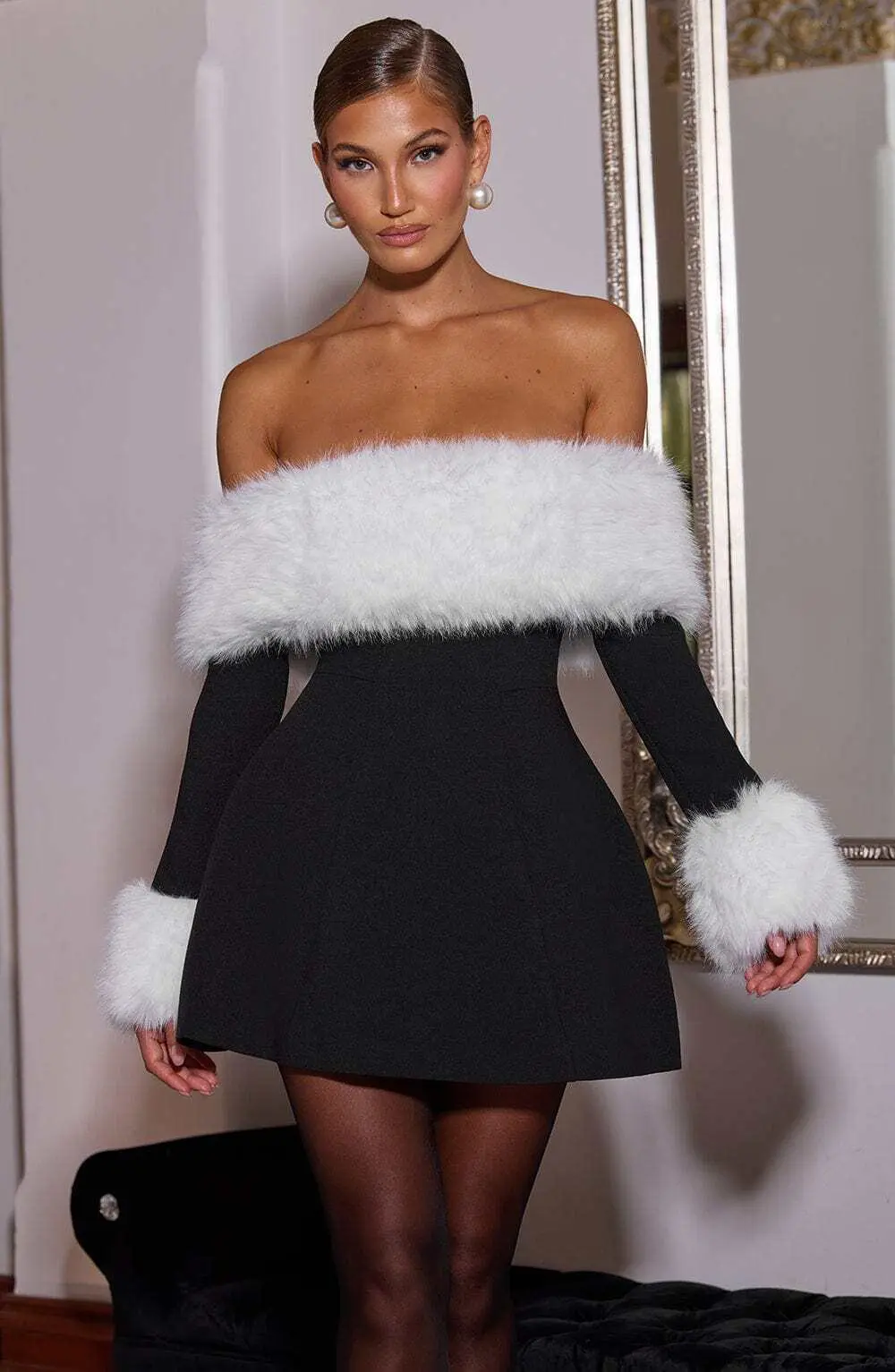 Villanelle Mini Dress - Black/White - Image 4