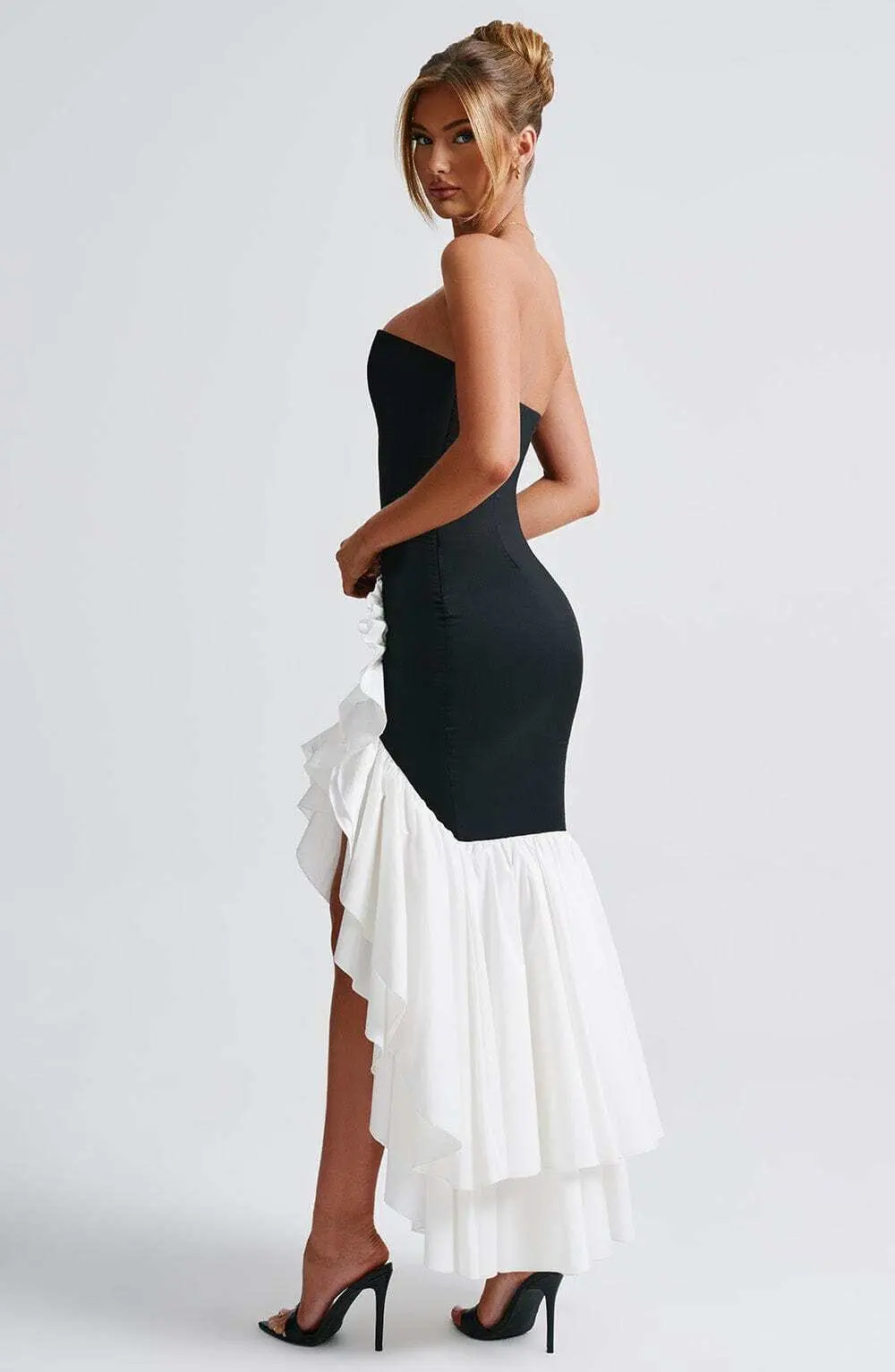 Angelina Maxi Dress - Black/White - Image 4