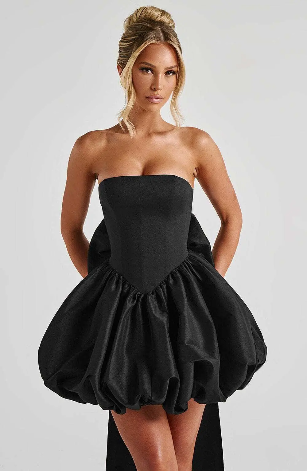 Lotus Mini Dress - Black - Image 5