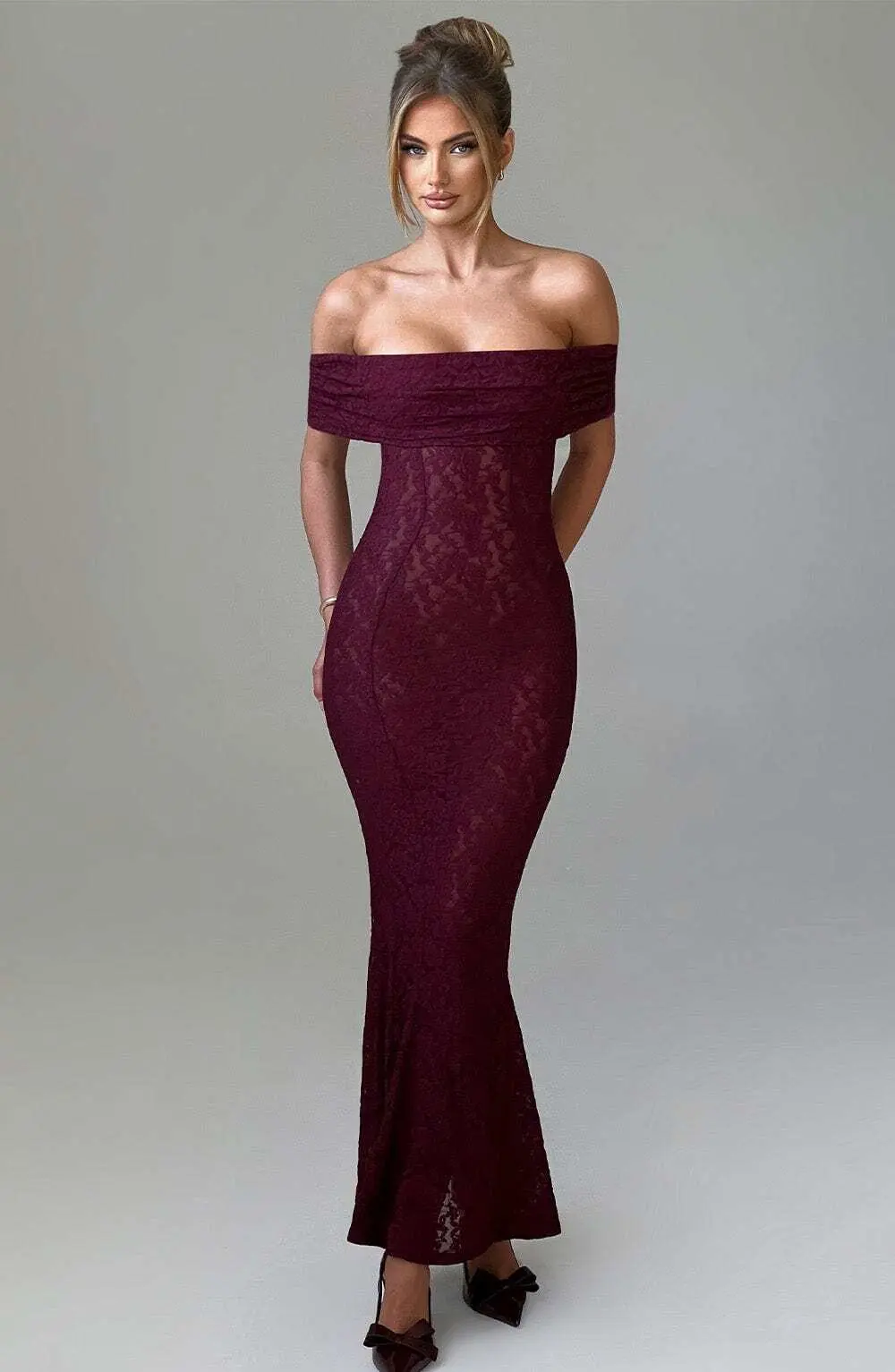 Stephanie Maxi Dress - Burgundy - Image 11