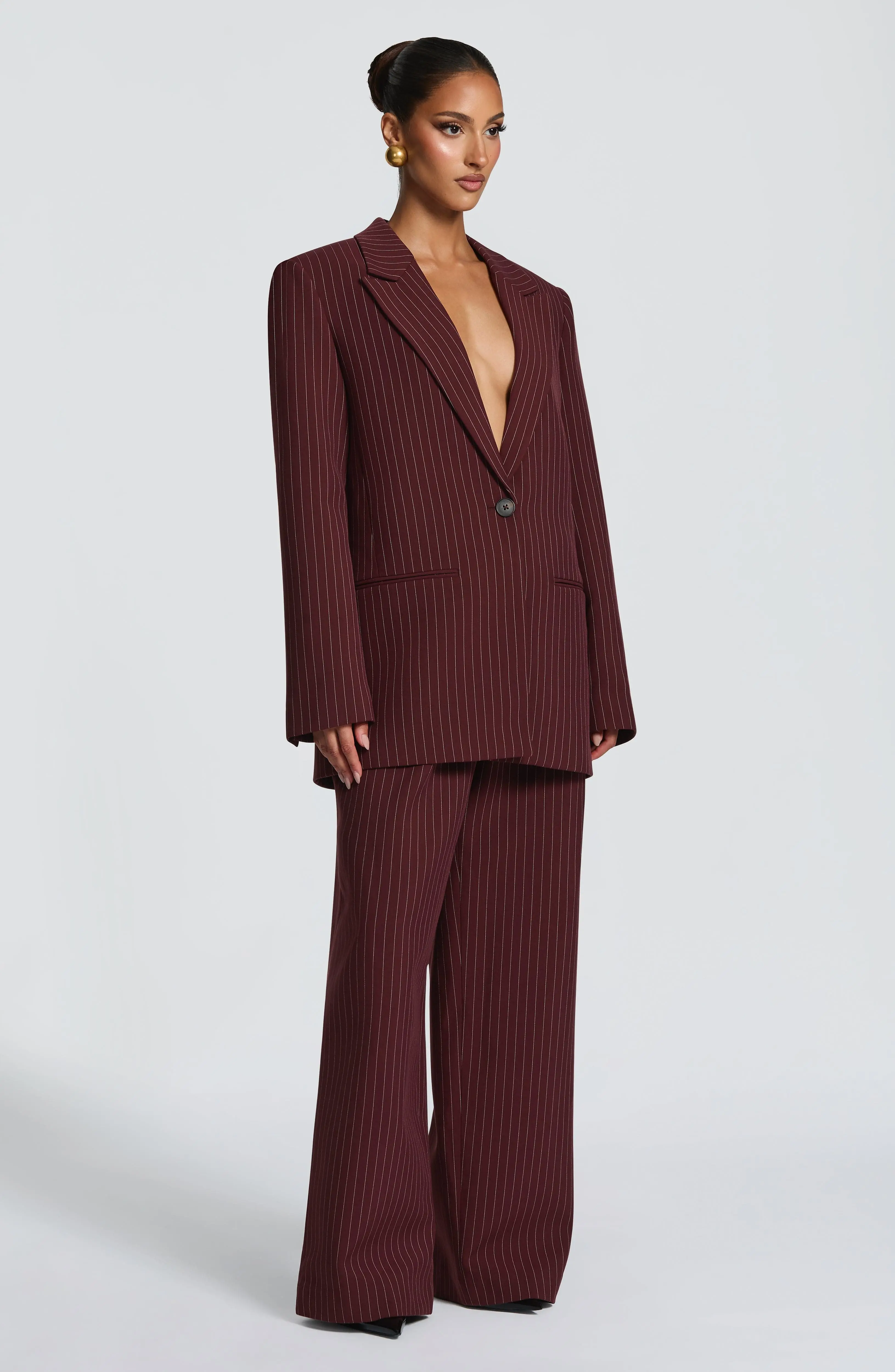 Reece Blazer - Burgundy Pinstripe - Image 7