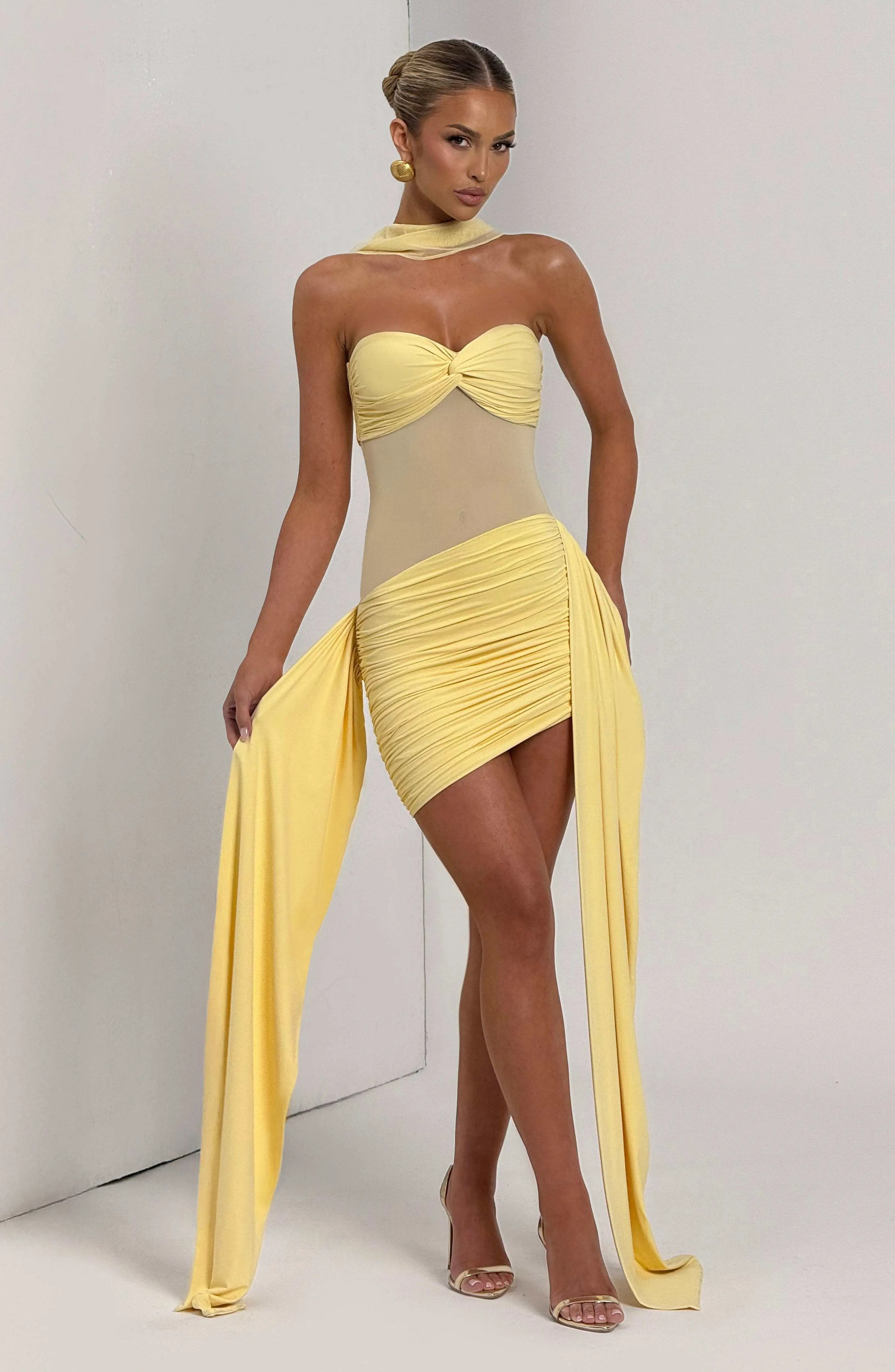 Fiorella Mini Dress - Lemon - Image 6