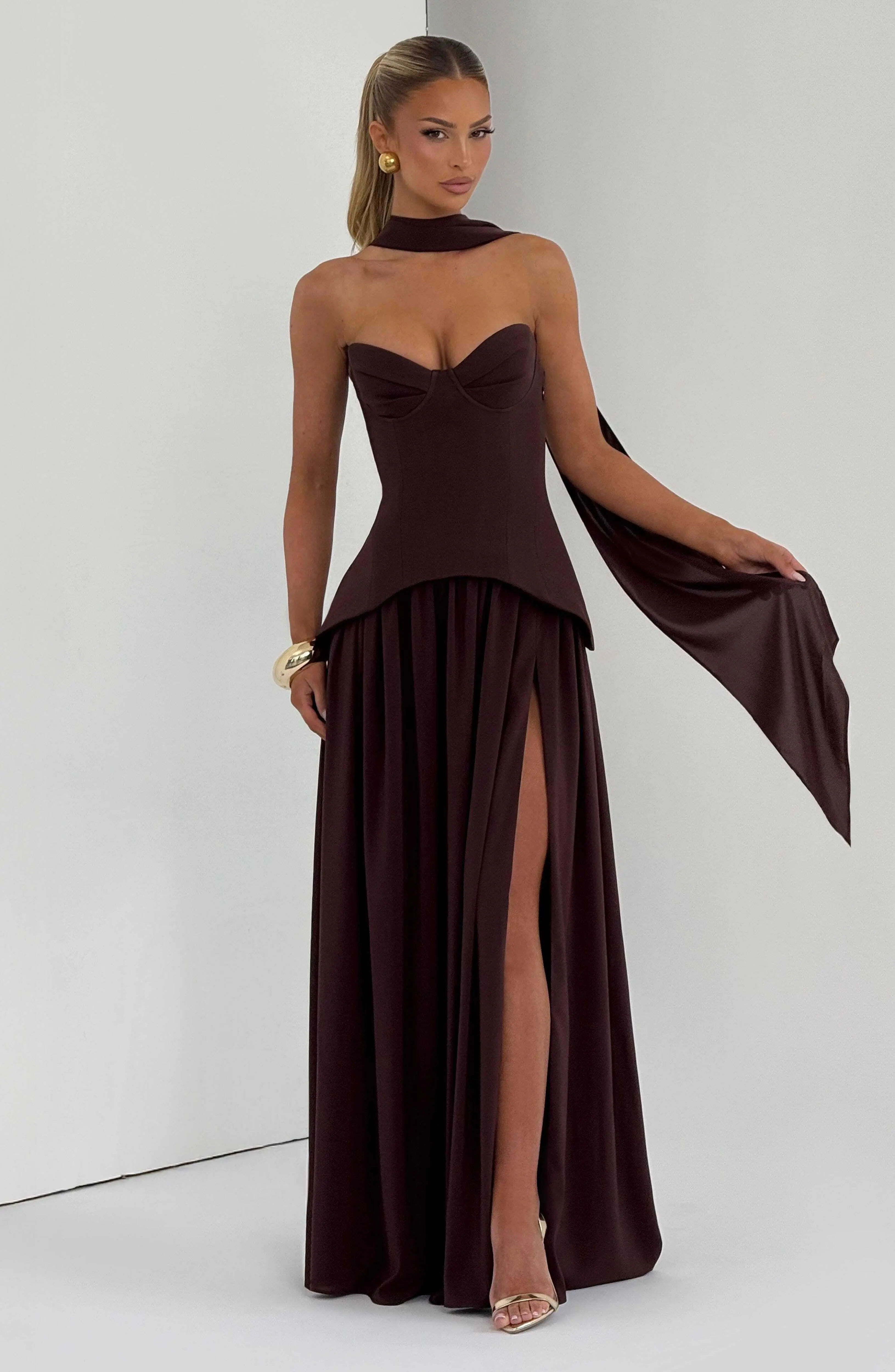 Vietta Maxi Dress - Plum Brown - Image 10