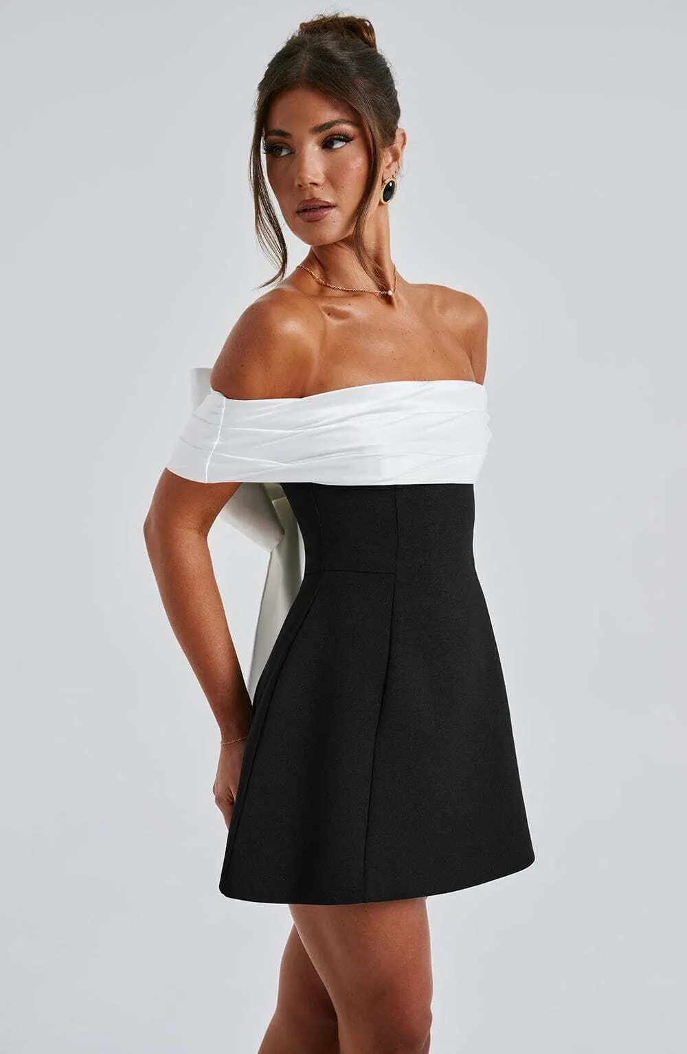 Delta Mini Dress - Black/White - Image 8