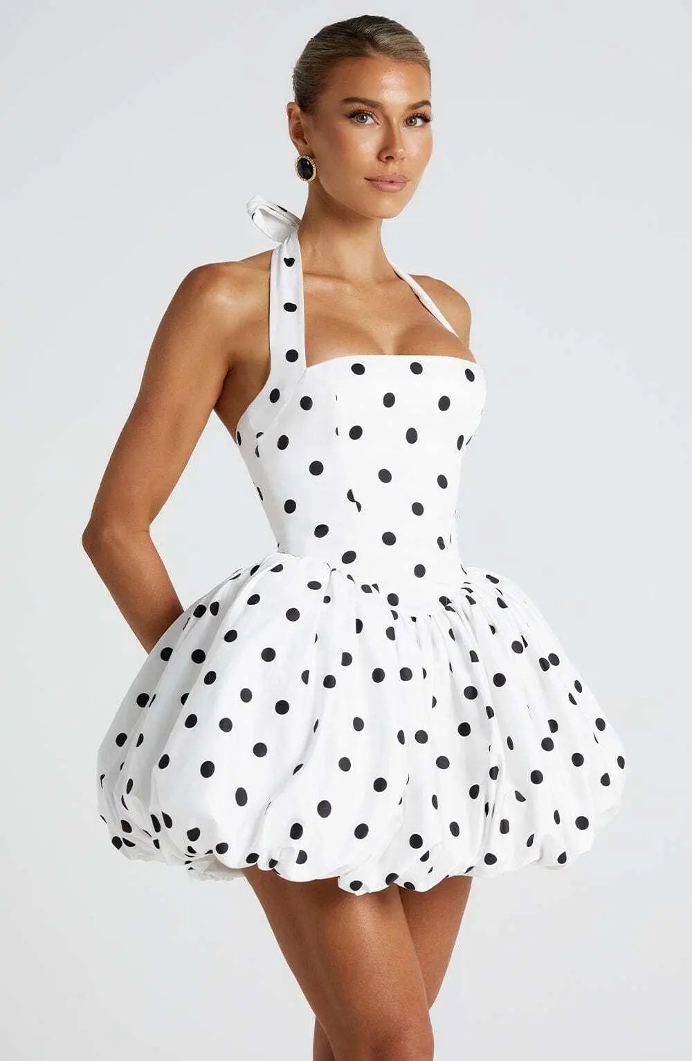 Maricia Mini Dress - Black Polka Dot Print - Image 3