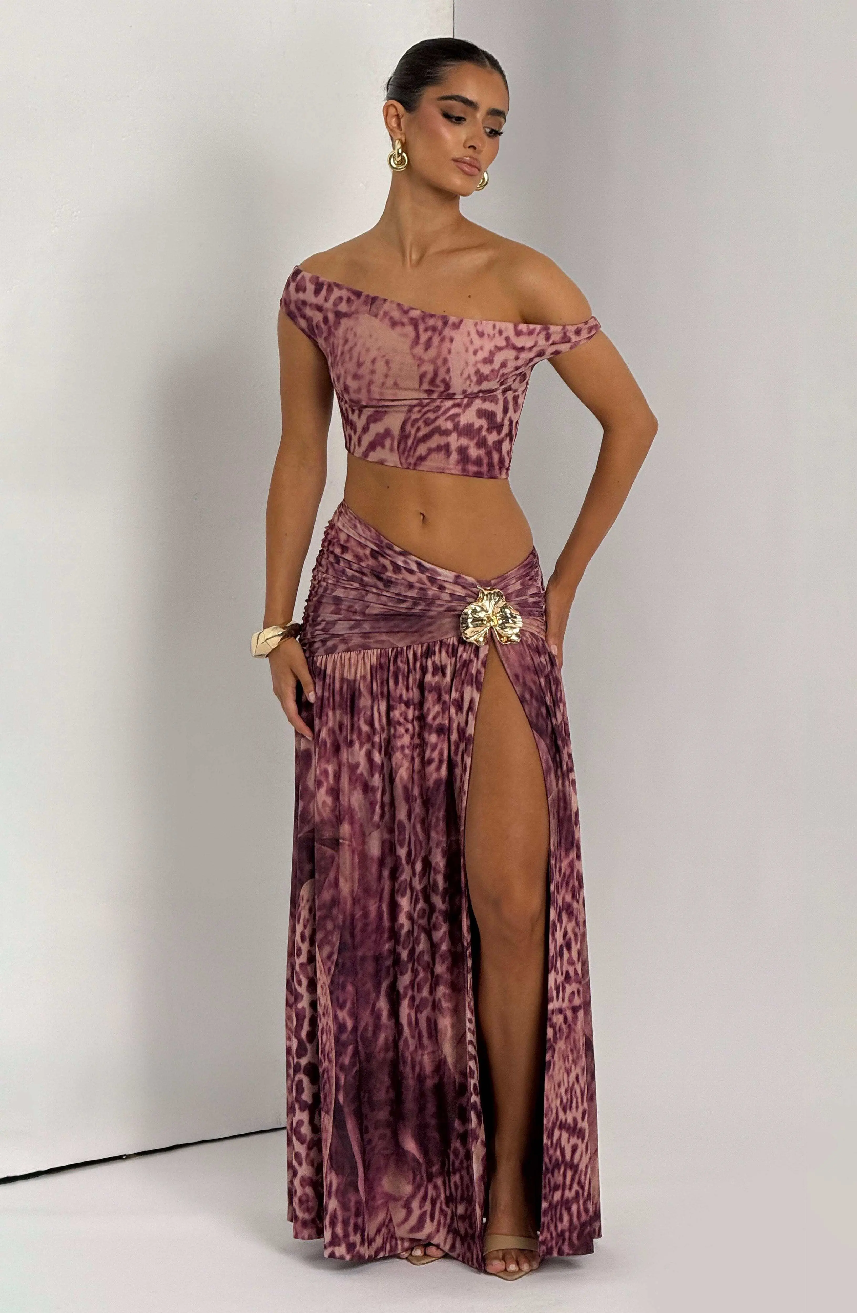 Saira Maxi Skirt - Magenta Orchid Print - Image 5
