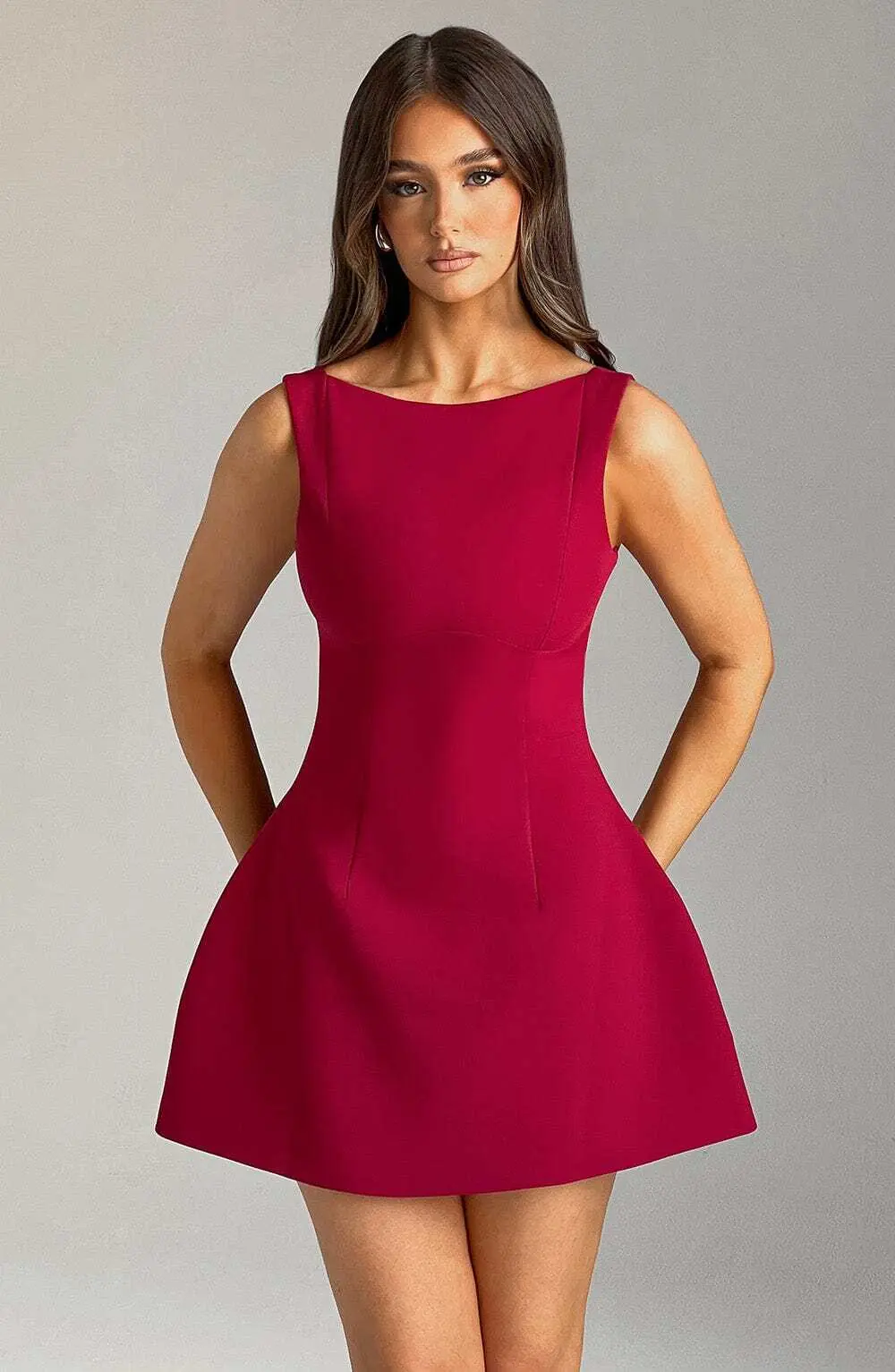 Alana Mini Dress - Wine - Image 7