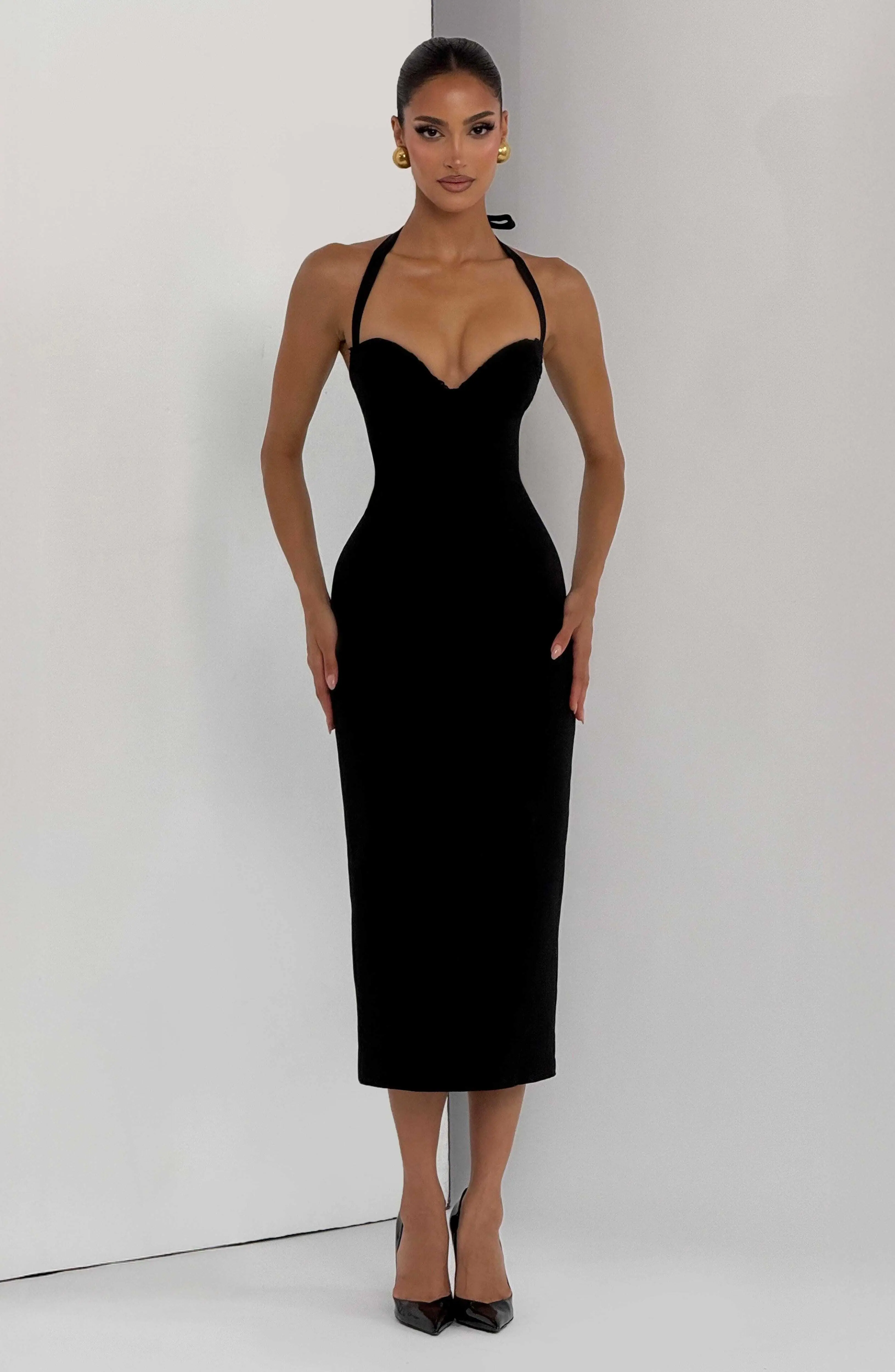 Cassia Midi Dress - Black - Image 7