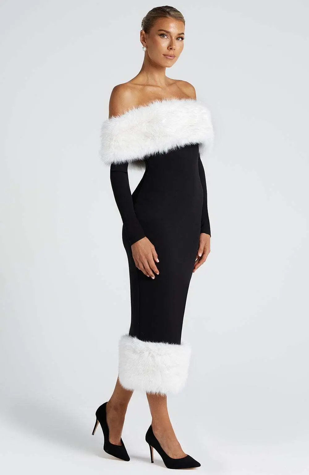Vittoria Midi Dress - Black/White - Image 5