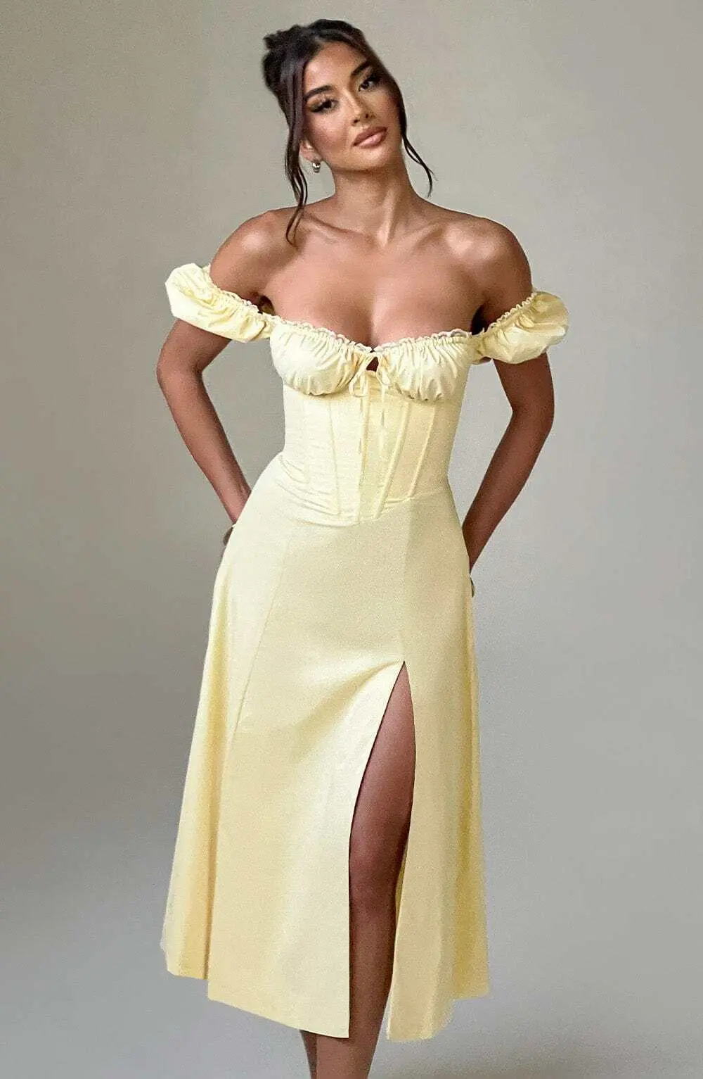 Courtney Midi Dress - Lemon - Image 10