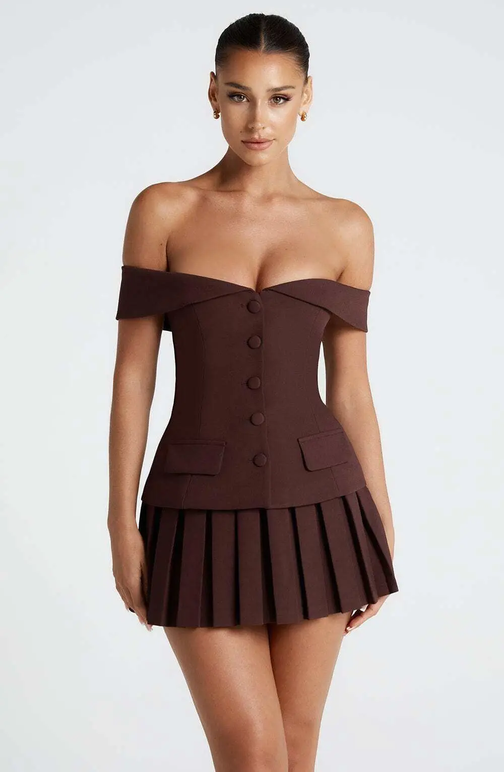 Gretchen Mini Skirt - Plum Brown